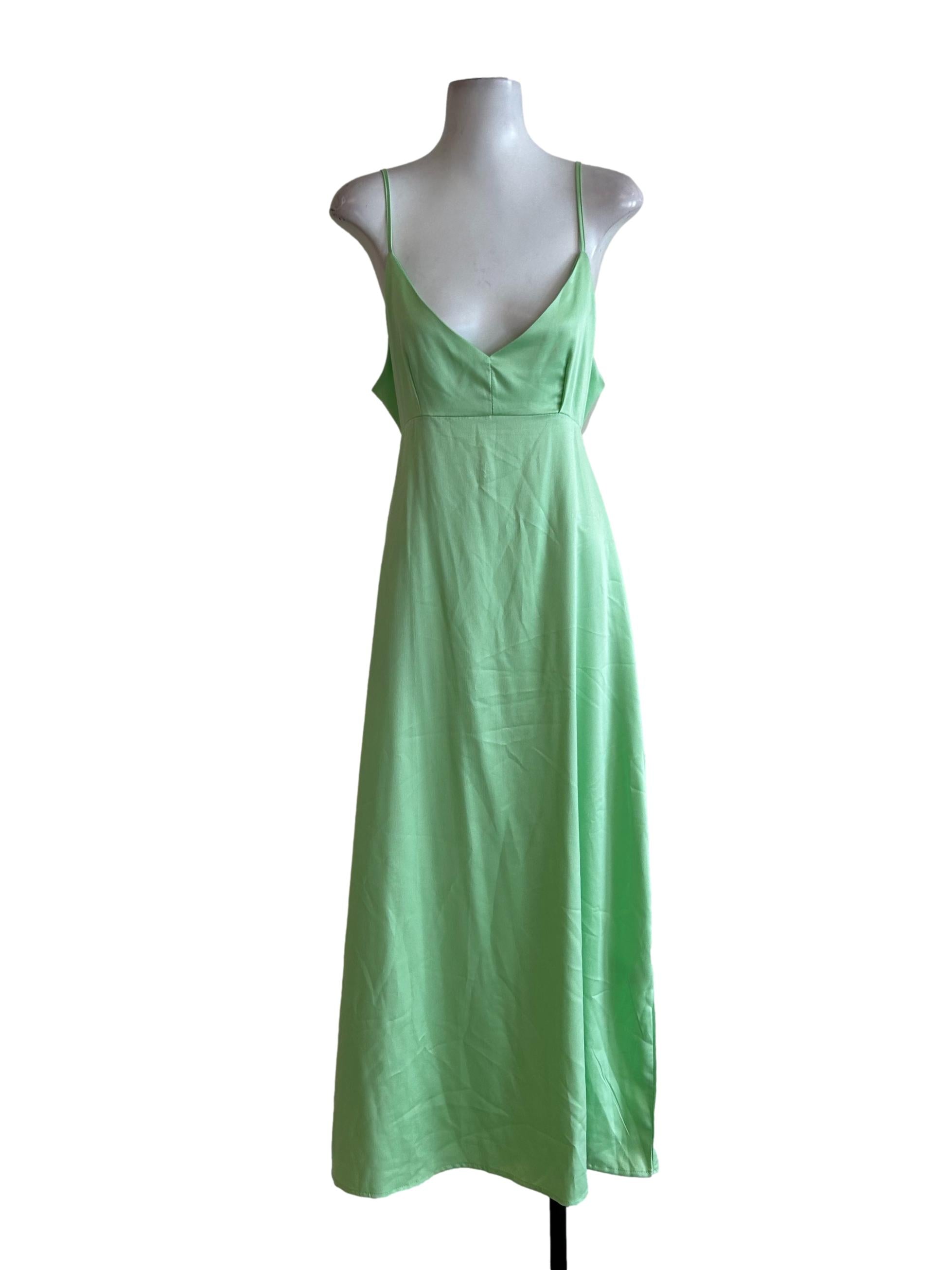 Green Neon Satin Dress