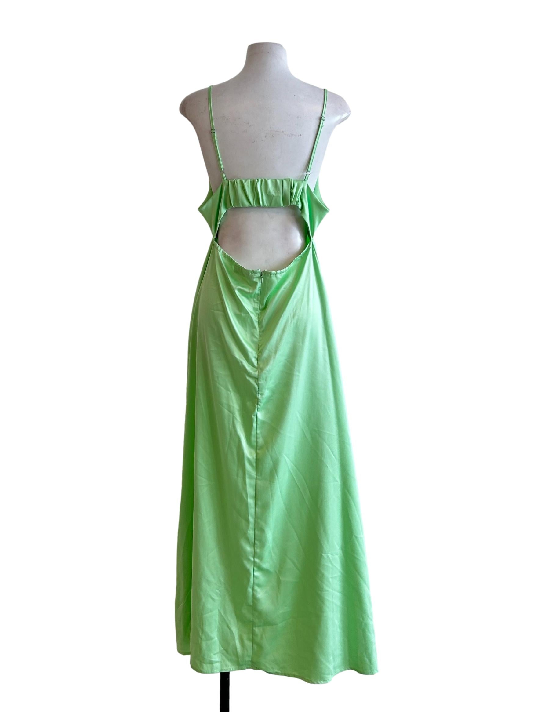 Green Neon Satin Dress | REFASH Green Neon Satin Dress | REFASH