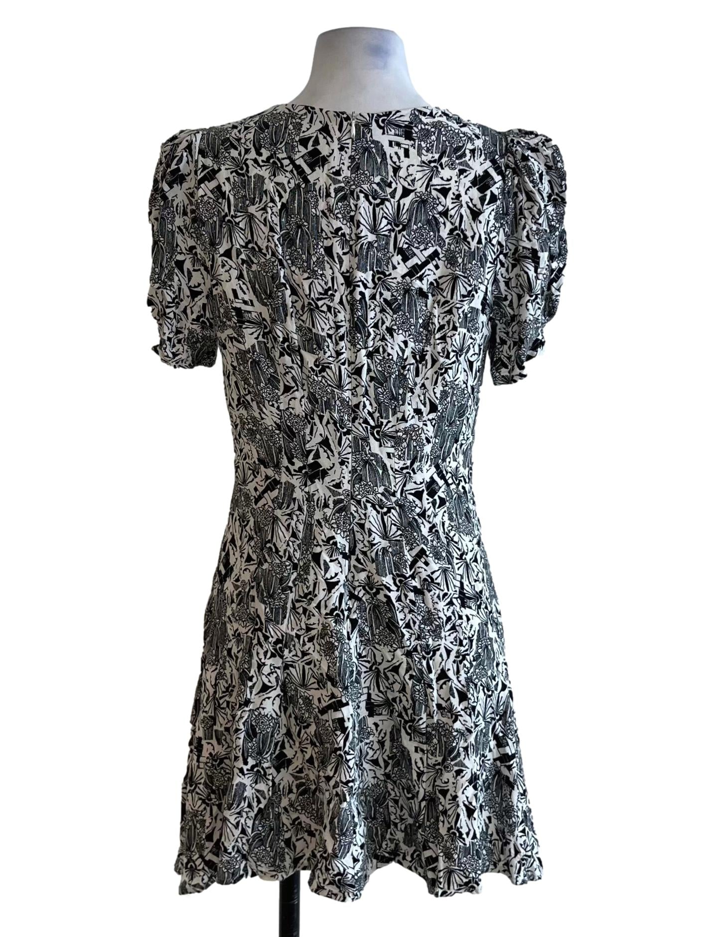 White Abstract Empire Dress