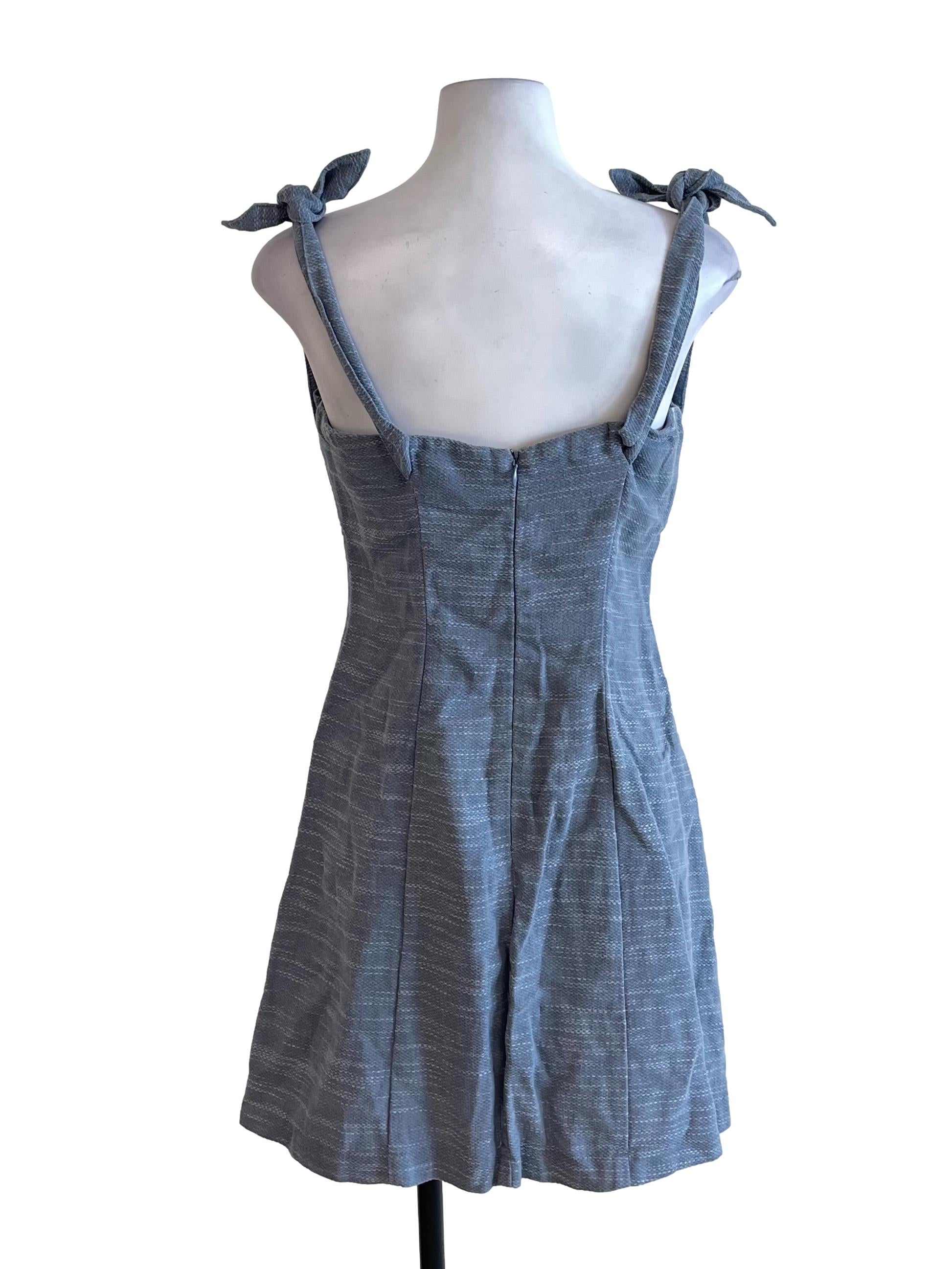 Ash Blue Tie Knot Button Dress