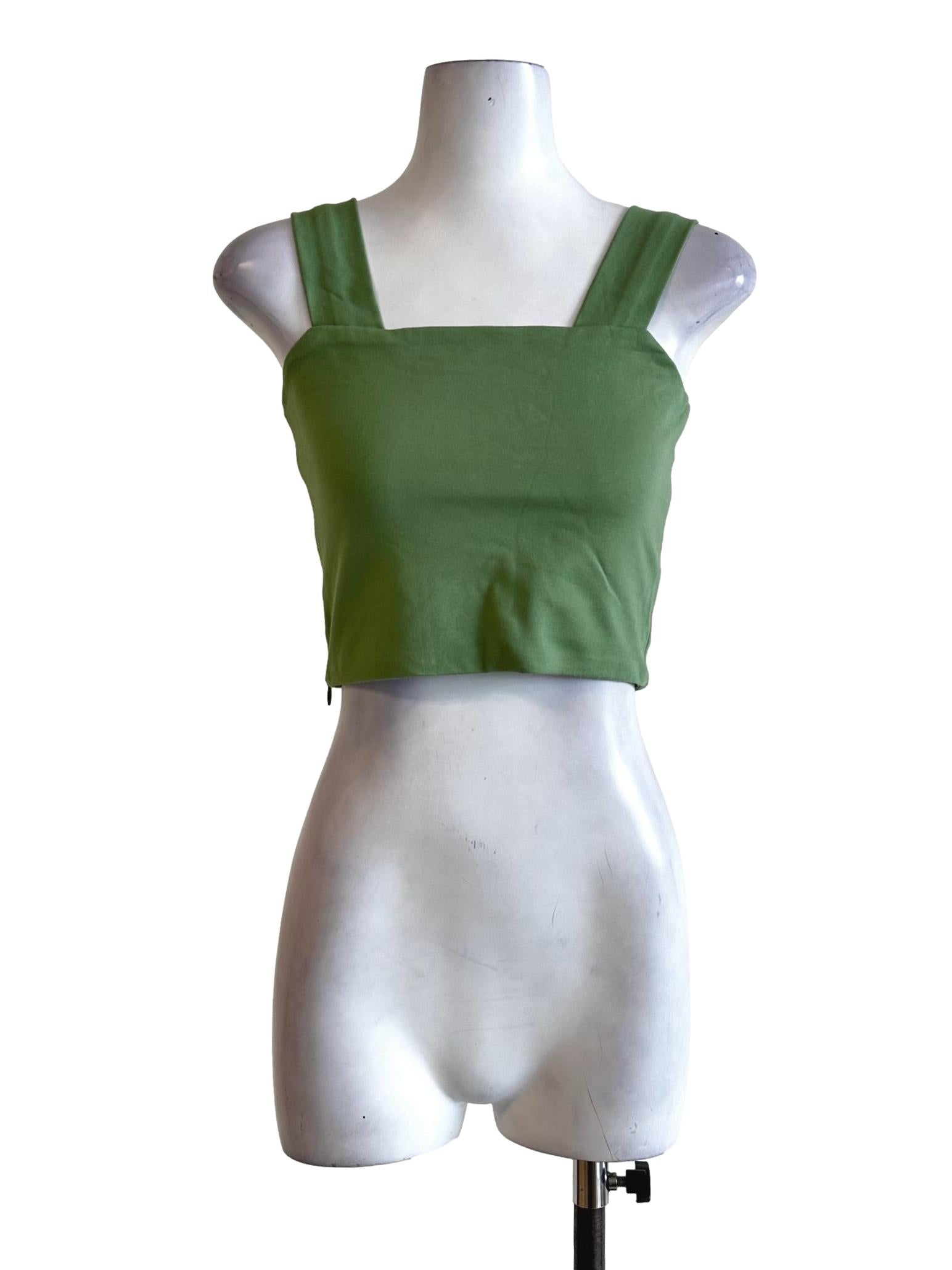 Pear Green Square Neck Crop Top