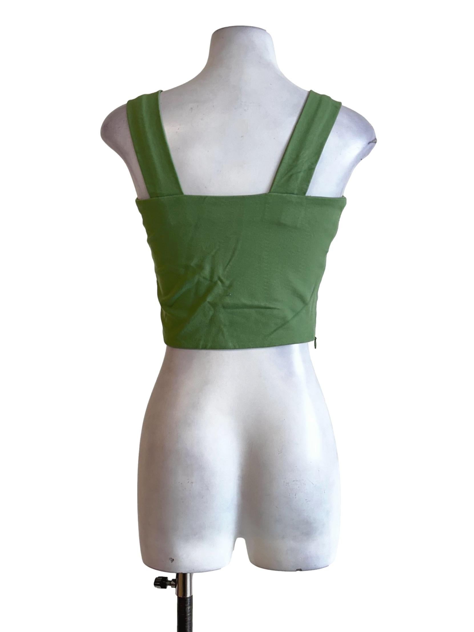 Pear Green Square Neck Crop Top