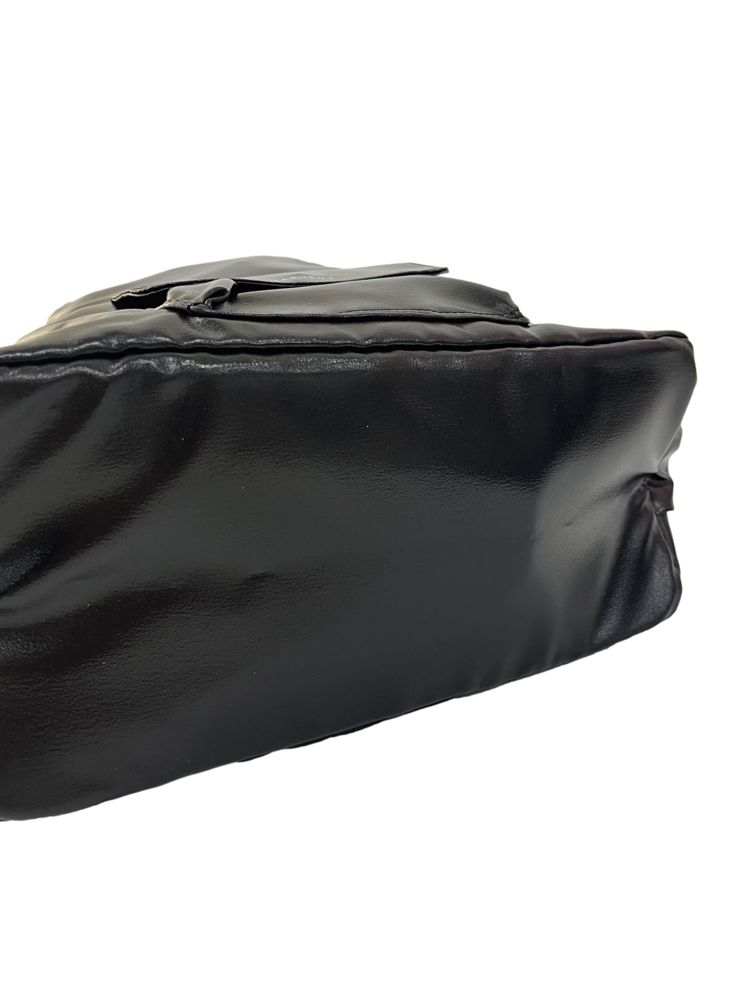 Black Textured Backpack With Drawstring Closure