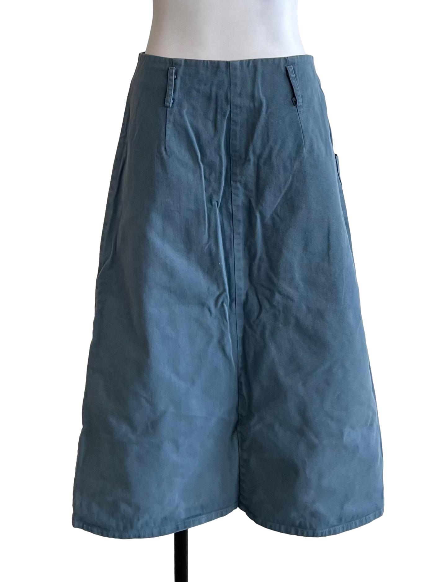 Ash Blue Button Down Pencil Skirt TEM