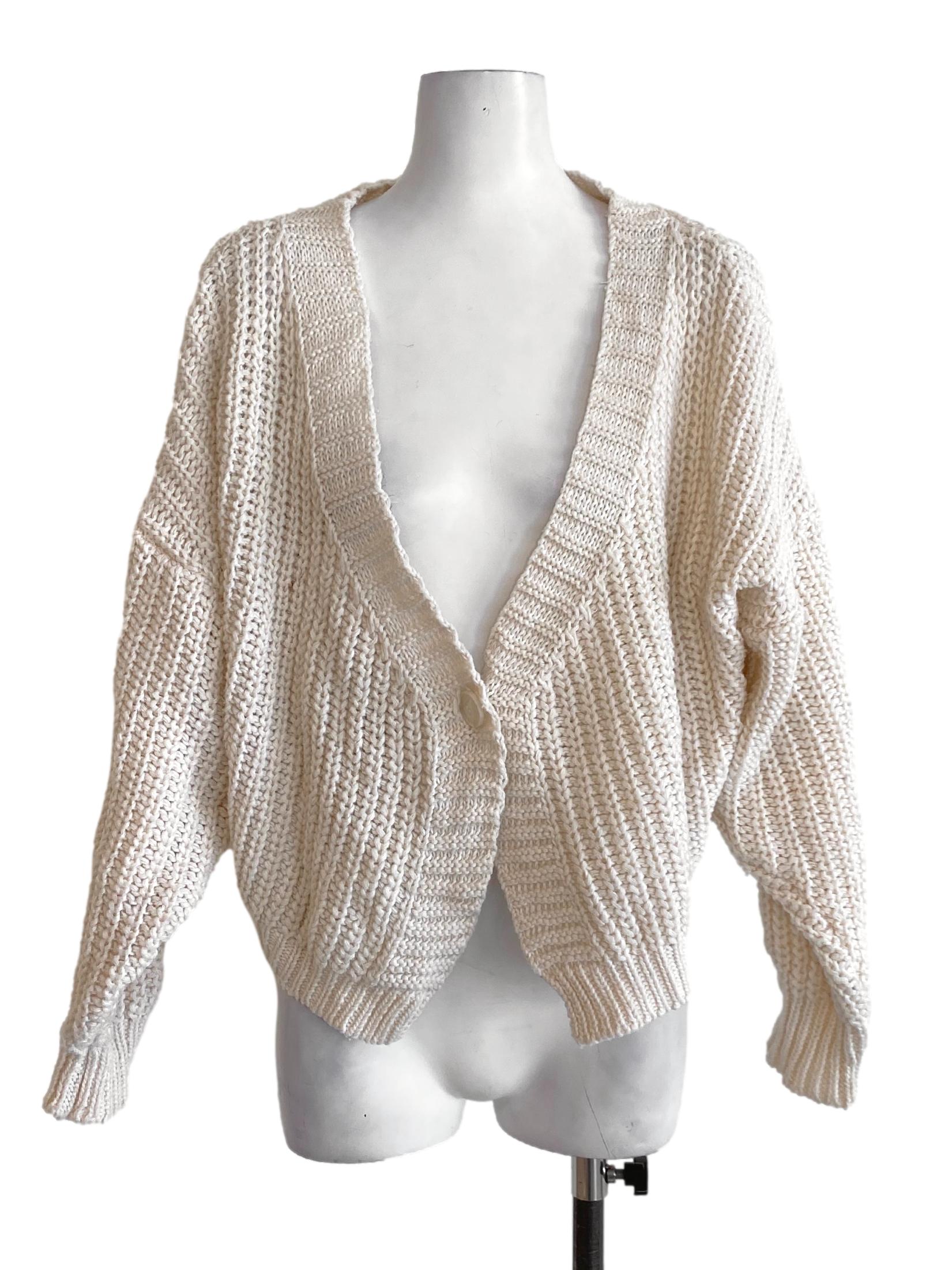 Khaki Brown V-Neck Buttoned Knitted Cardigan