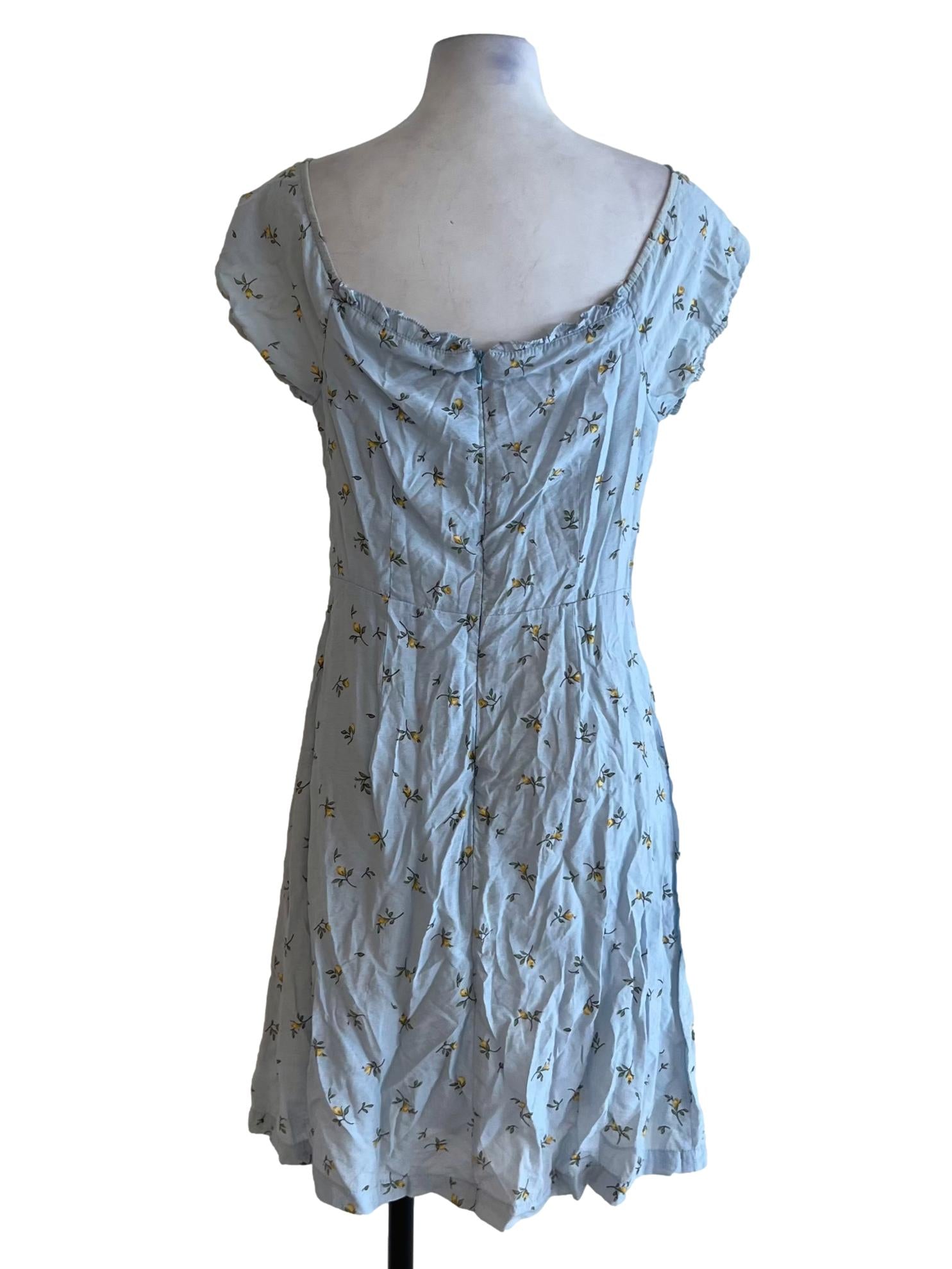 Sky Blue Floral A-Line Dress