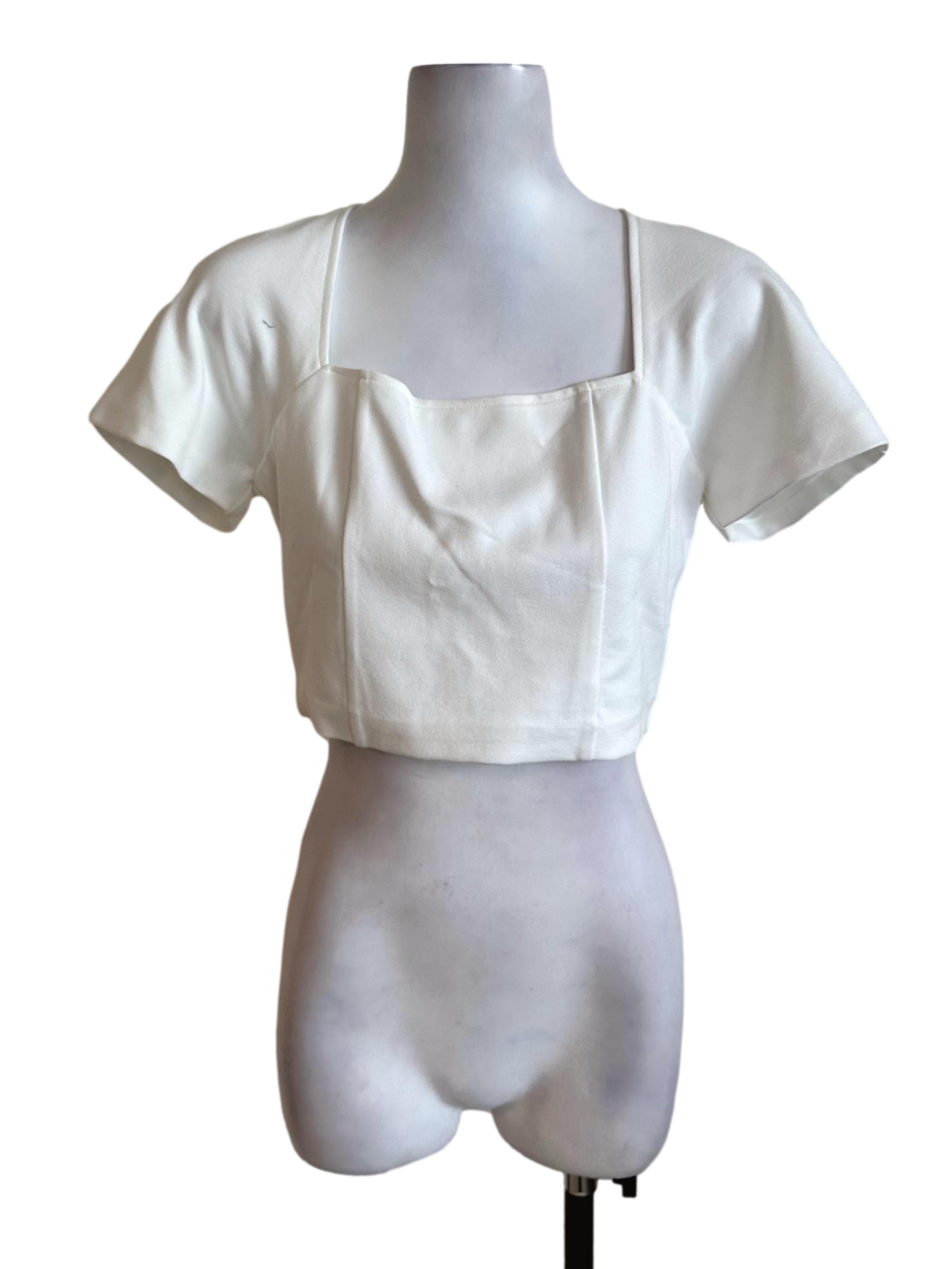 Ivory White Fitted Short Sleeve Top