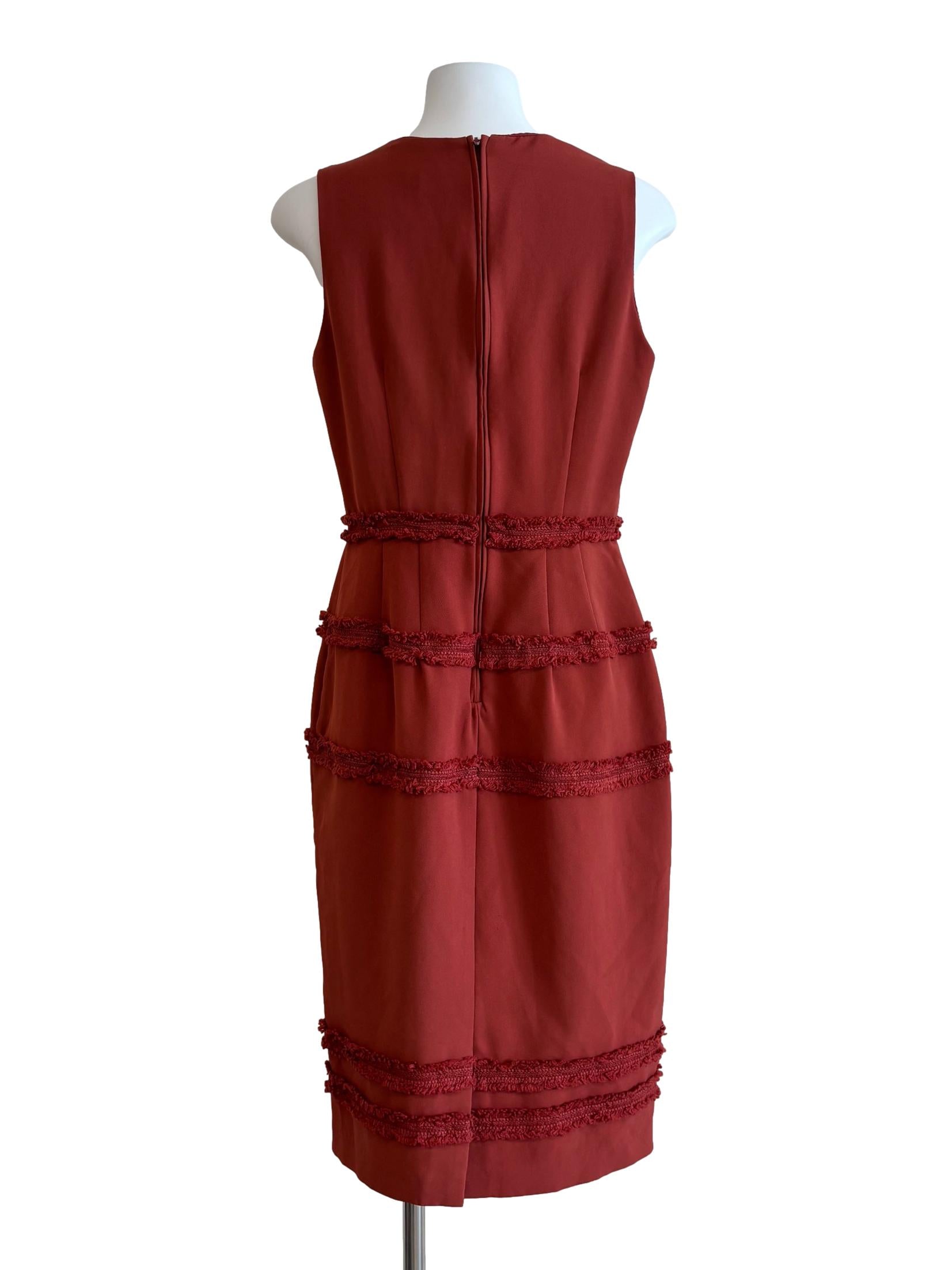 Flame Orange Sleeveless Pencil Dress
