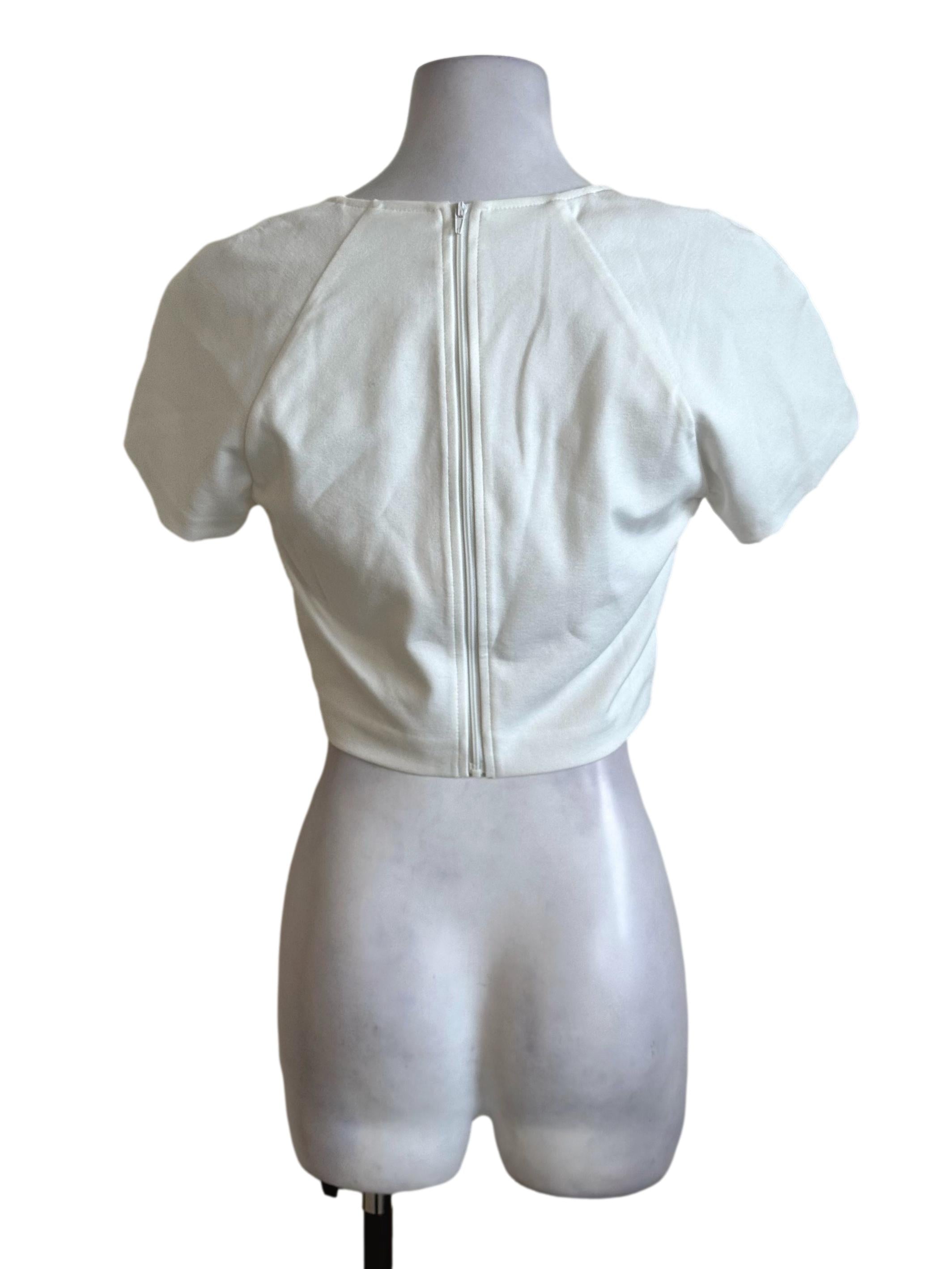 Ivory White Fitted Short Sleeve Top