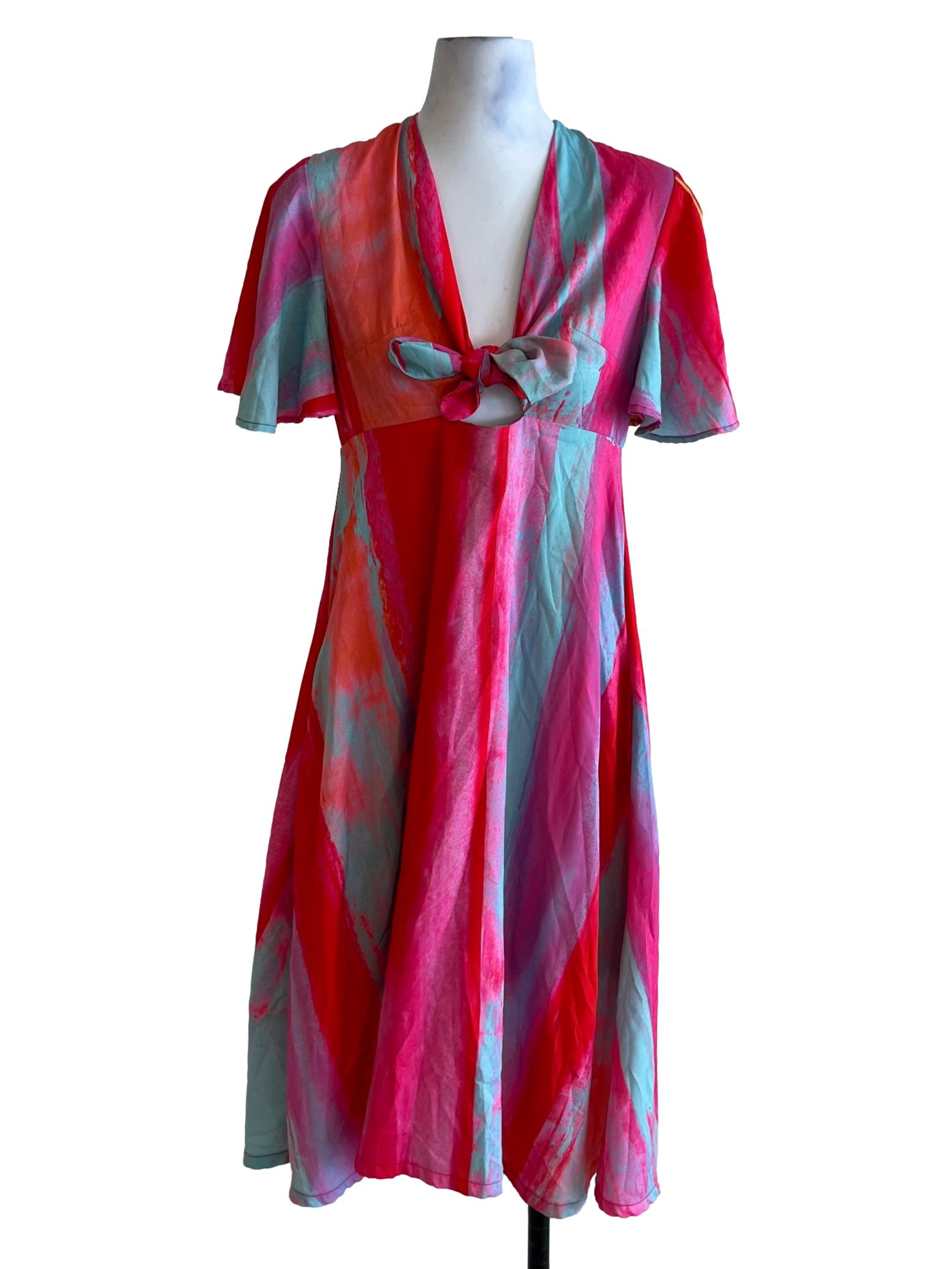 Pink Abstract Empire Dress