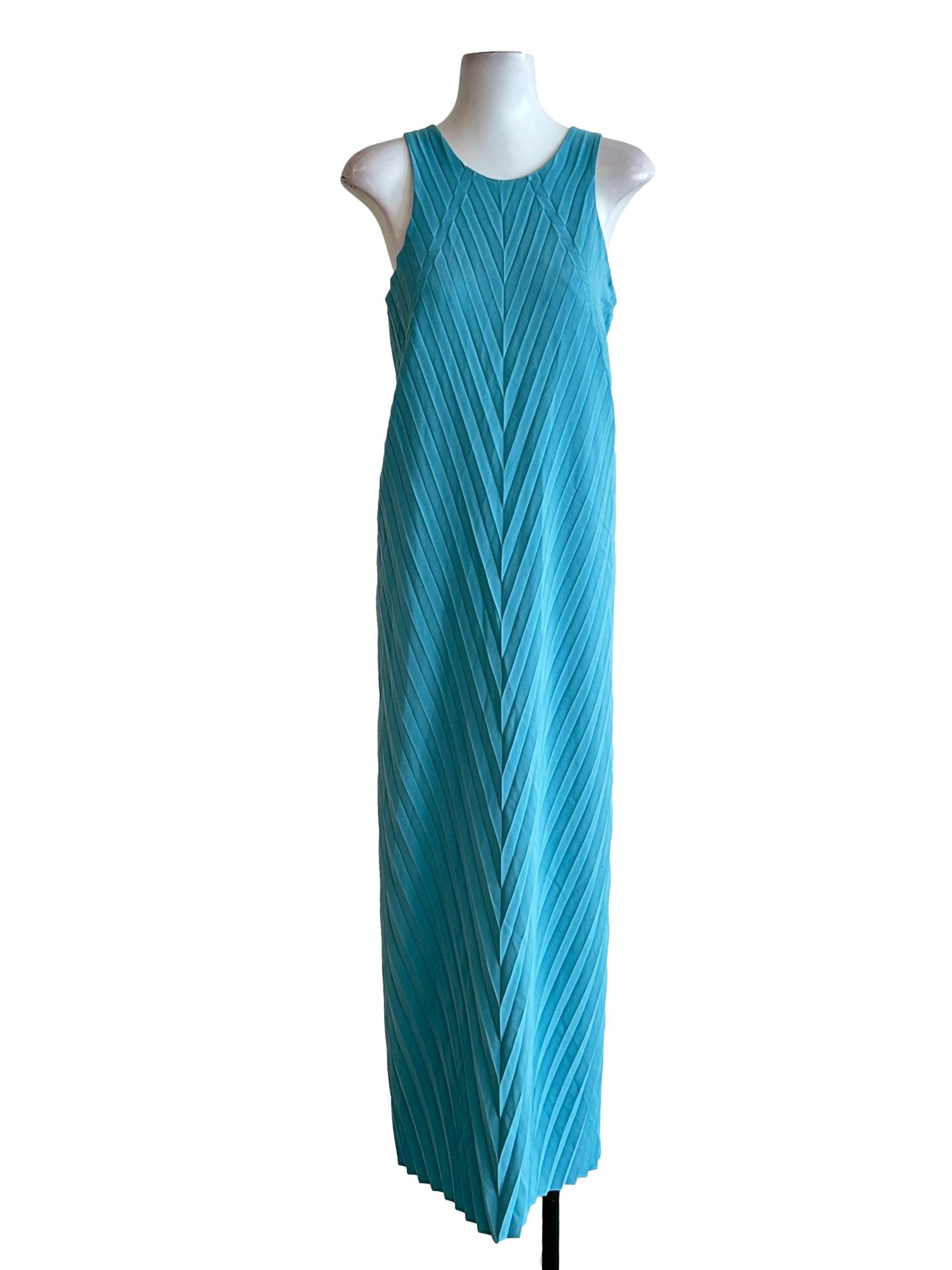 Sky Blue Pleated Dress