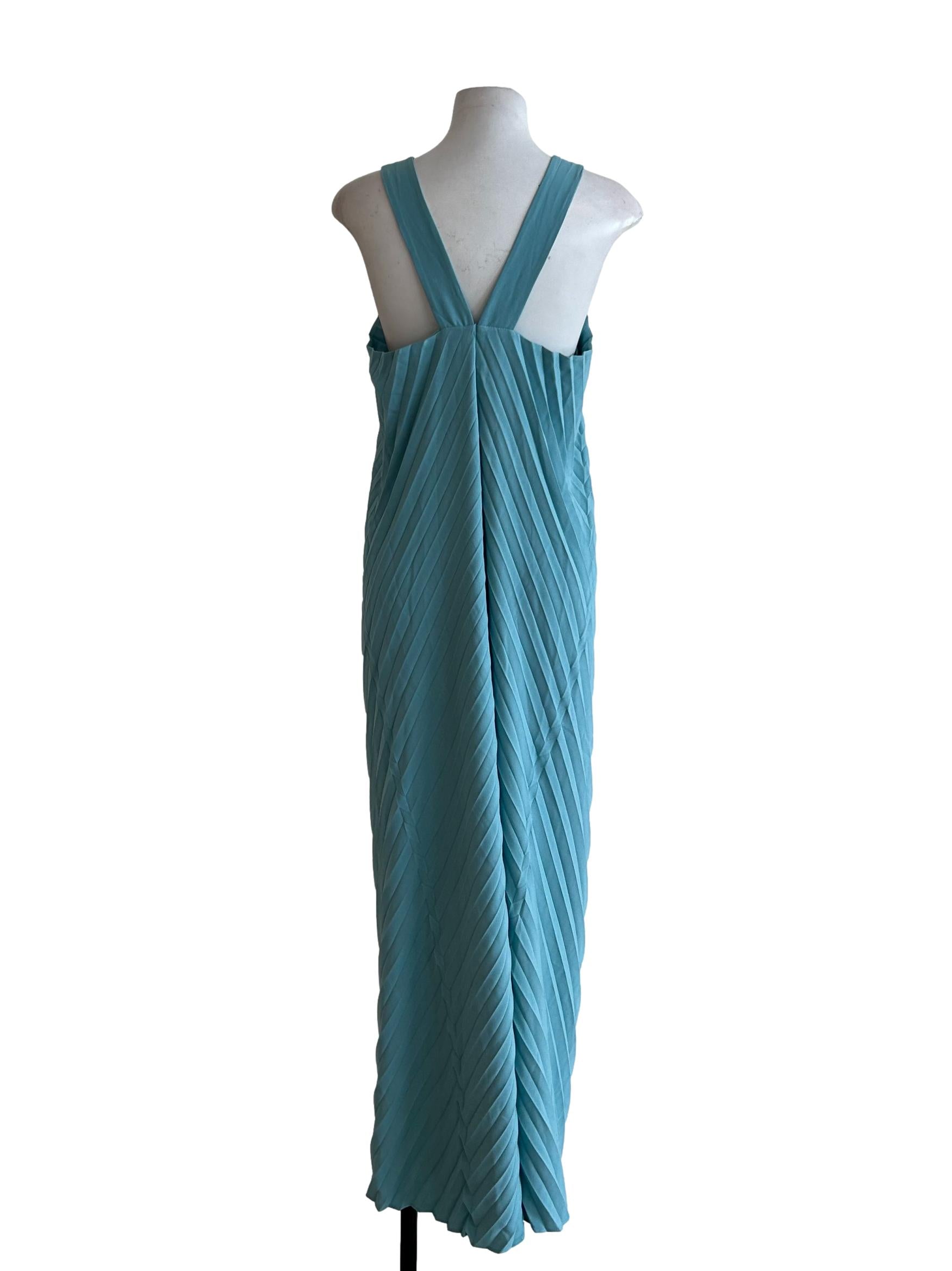 Sky Blue Pleated Dress