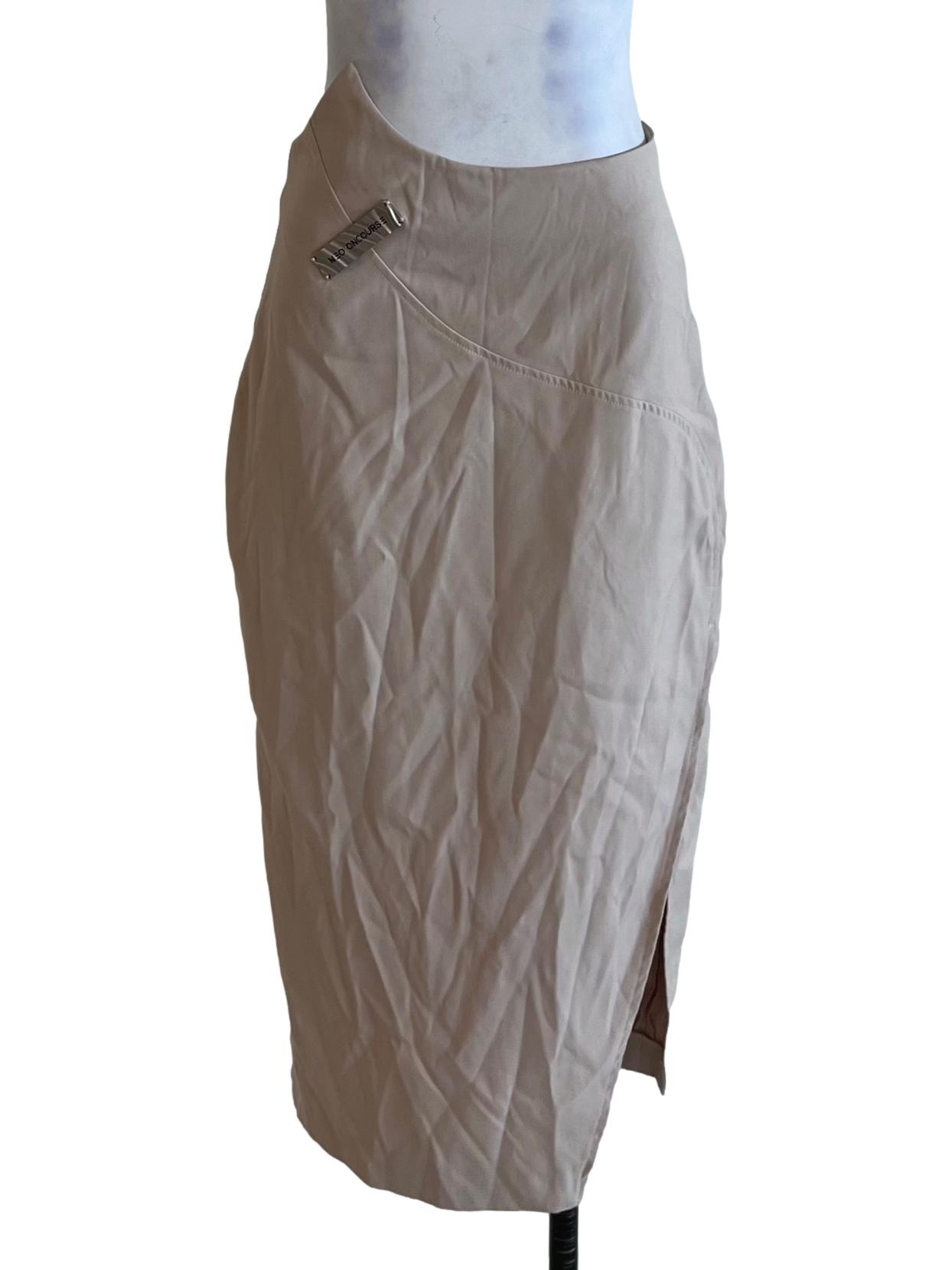 Beige High Waisted Pencil Skirt