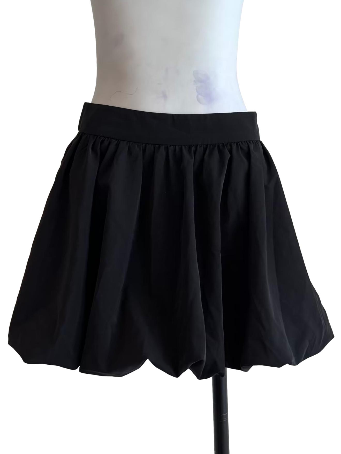 Onyx Black Mini Balloon Skirt