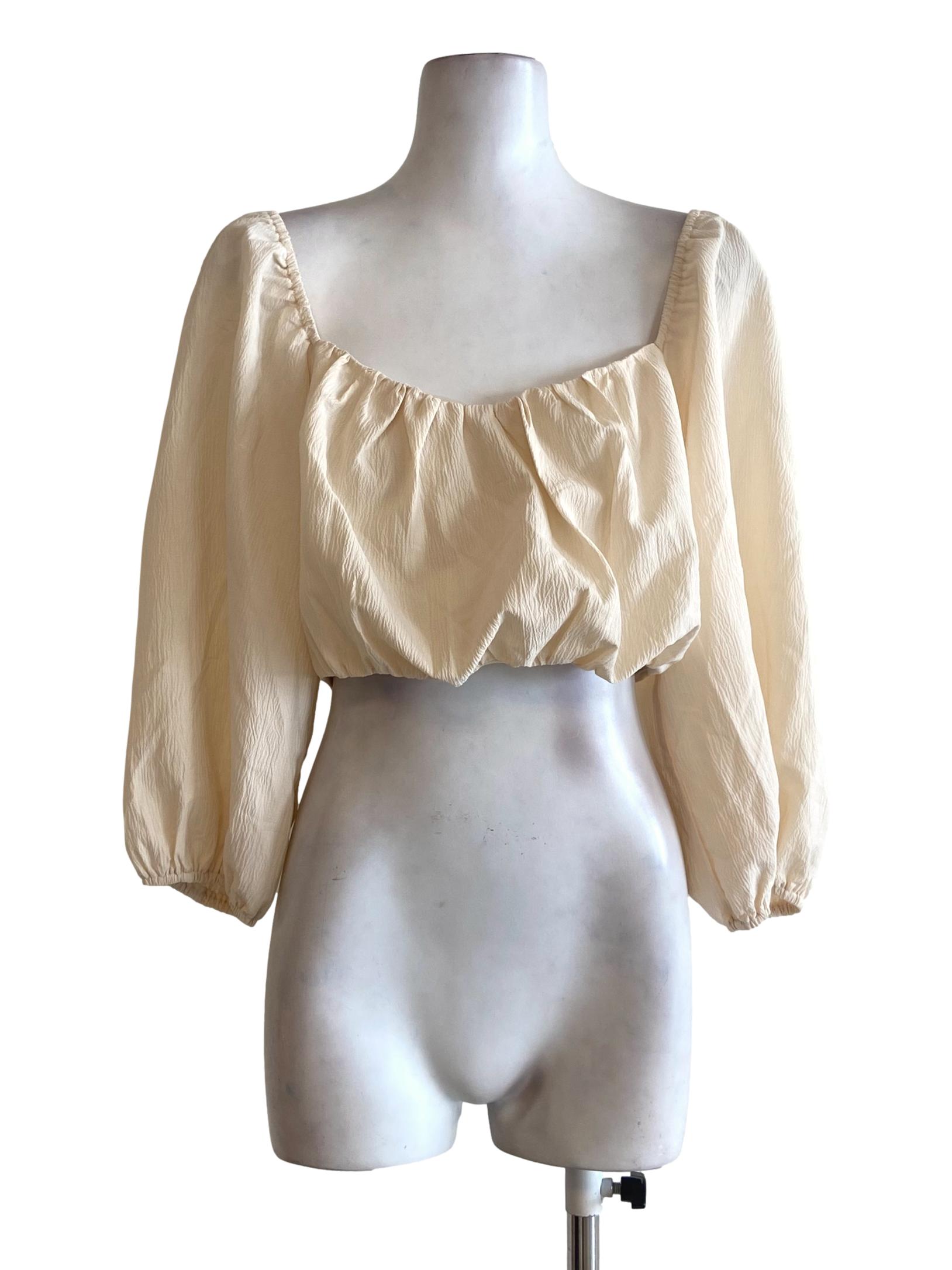 Ivory Square Neck Crop Top