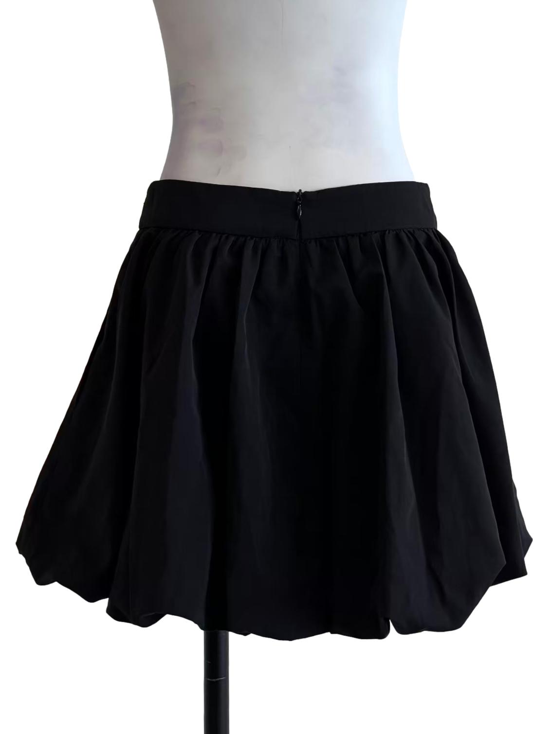 Onyx Black Mini Balloon Skirt