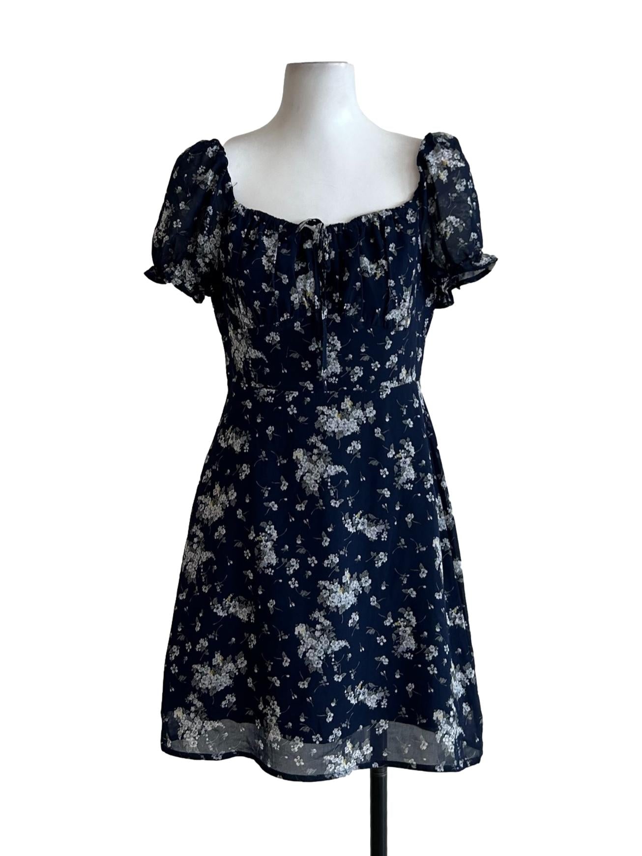 Dark Blue Floral Dress
