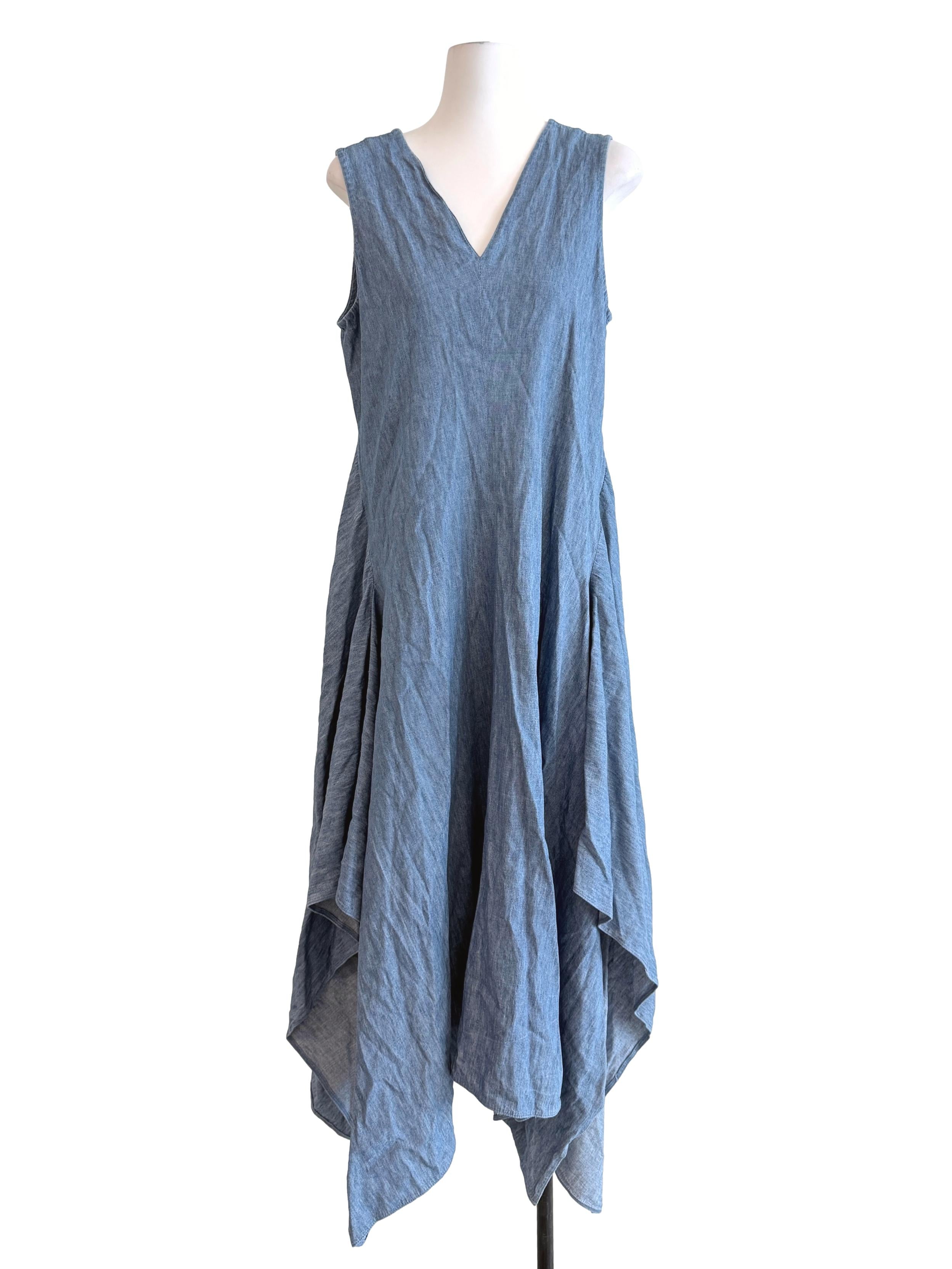 Blue Sleeveless Swing Dress