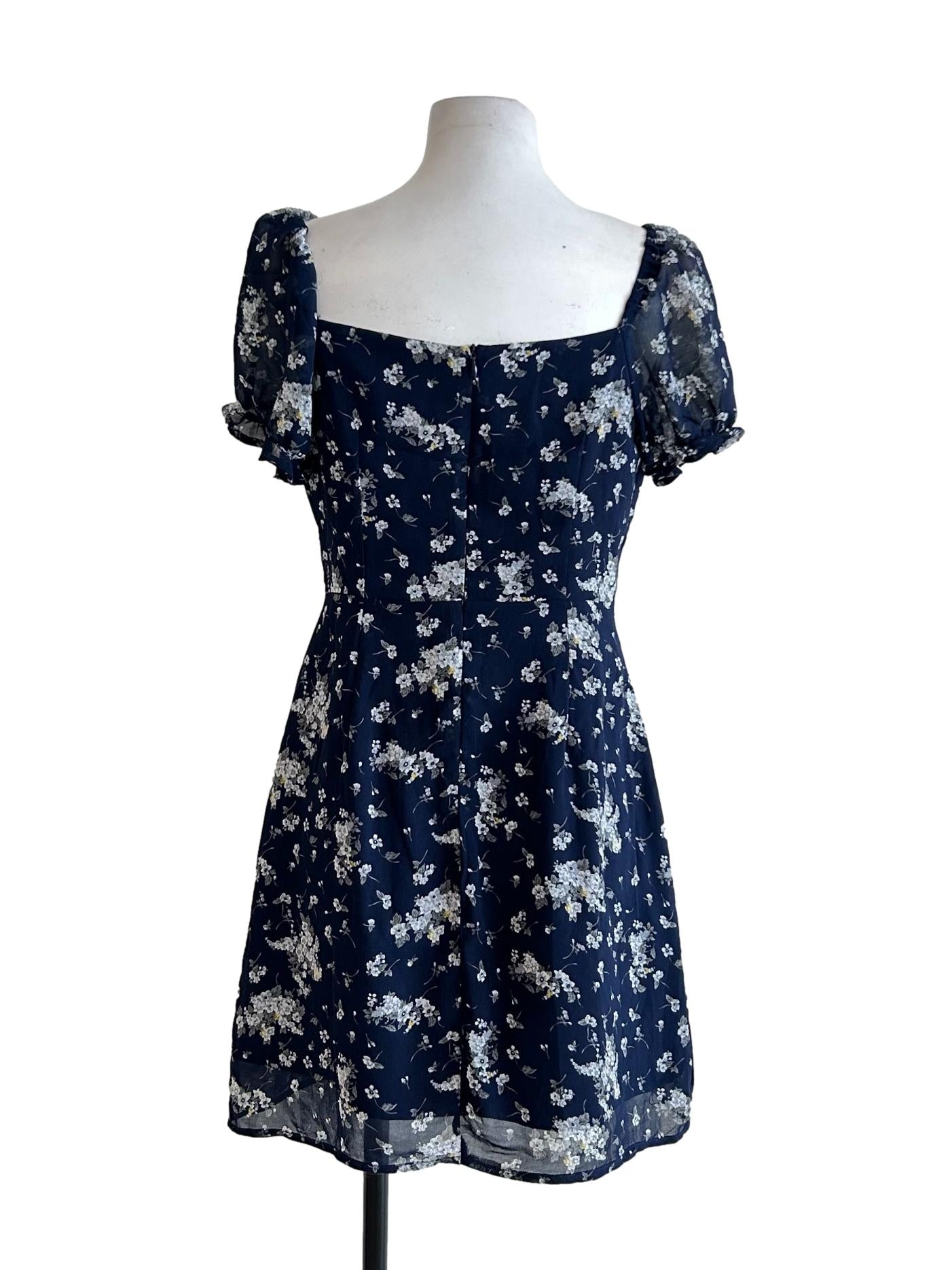 Dark Blue Floral Dress