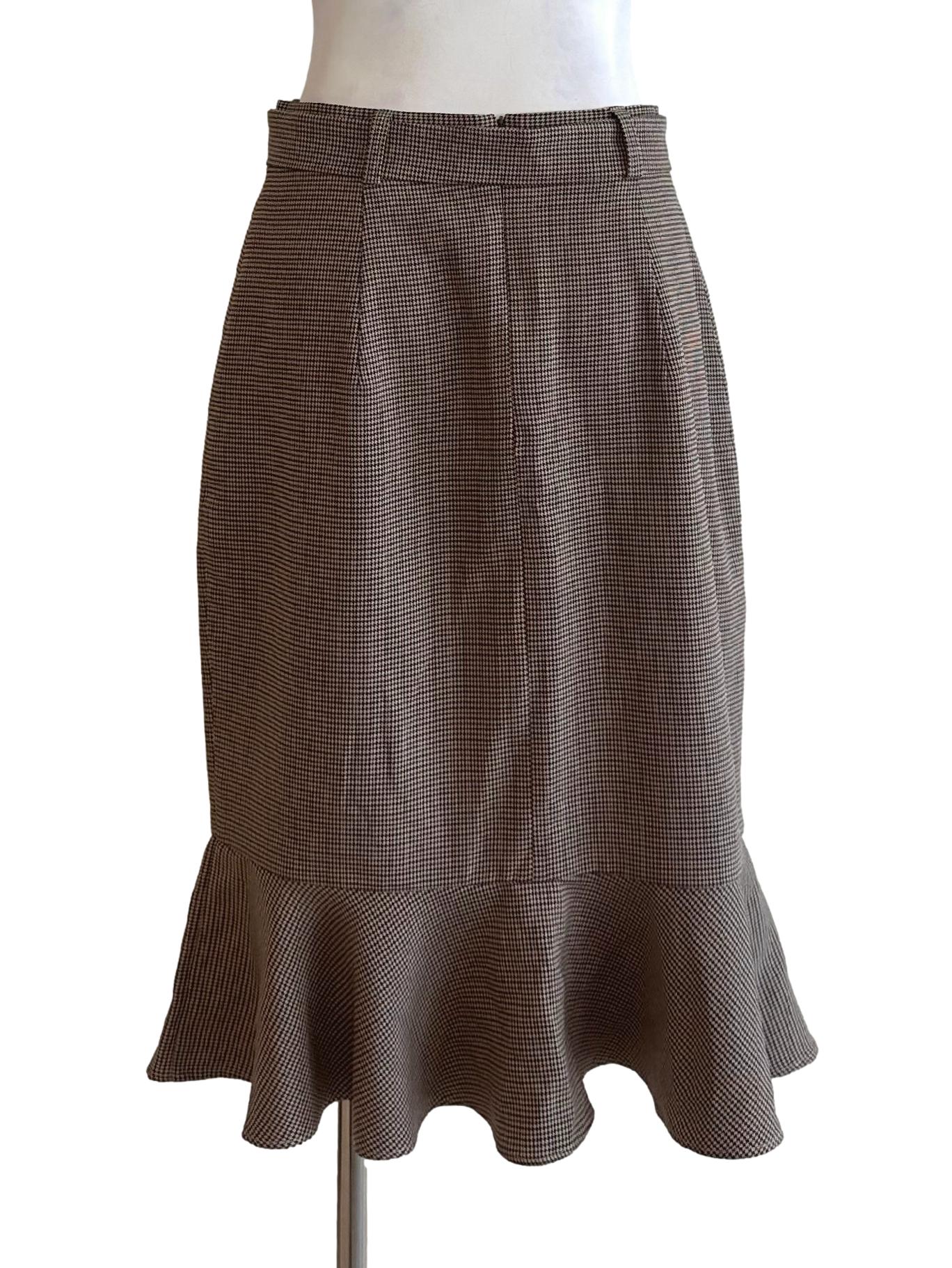 Brown Nailshead Pattern Flounce Skirt LB
