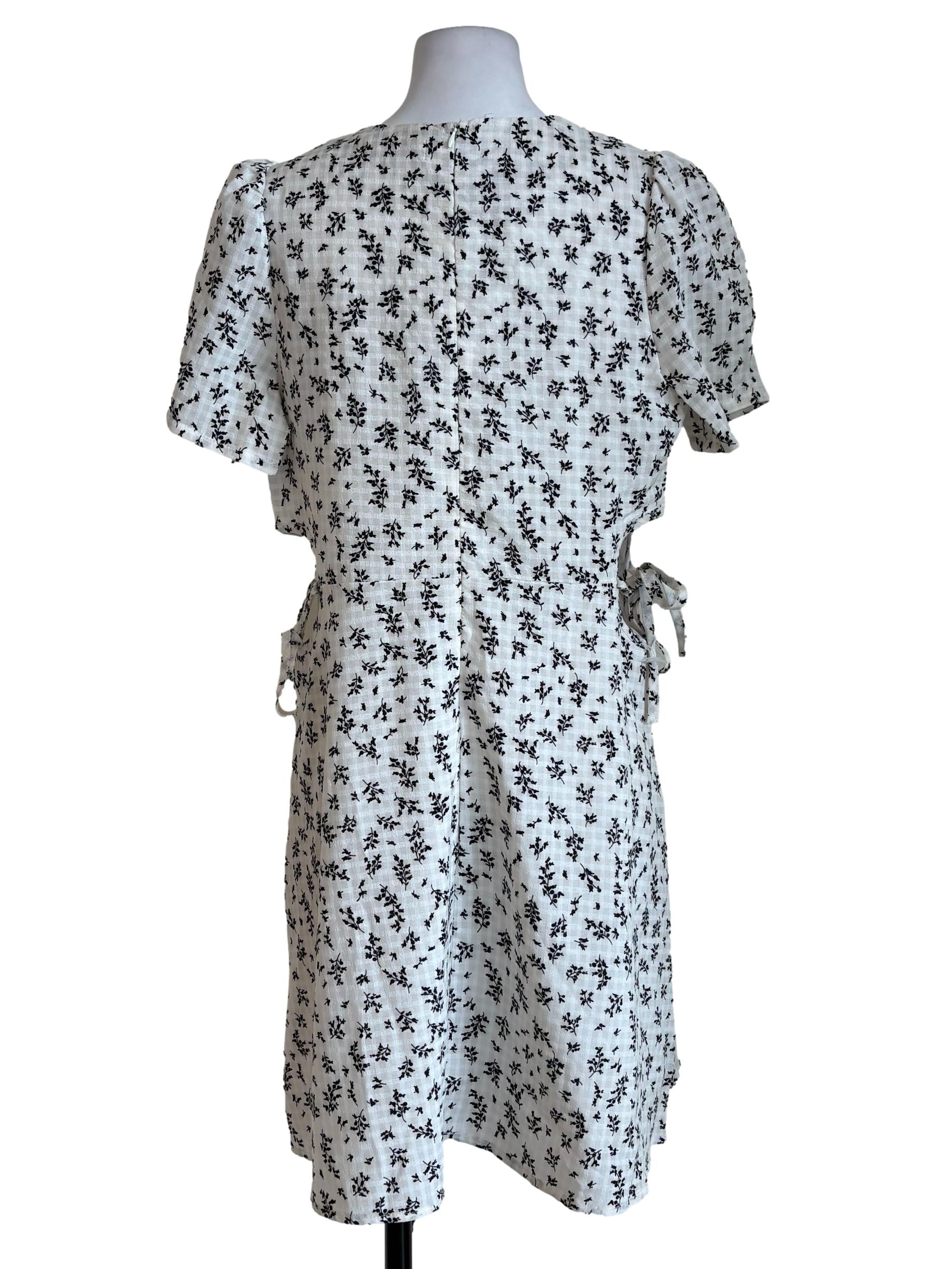 White Floral Gingham Dress