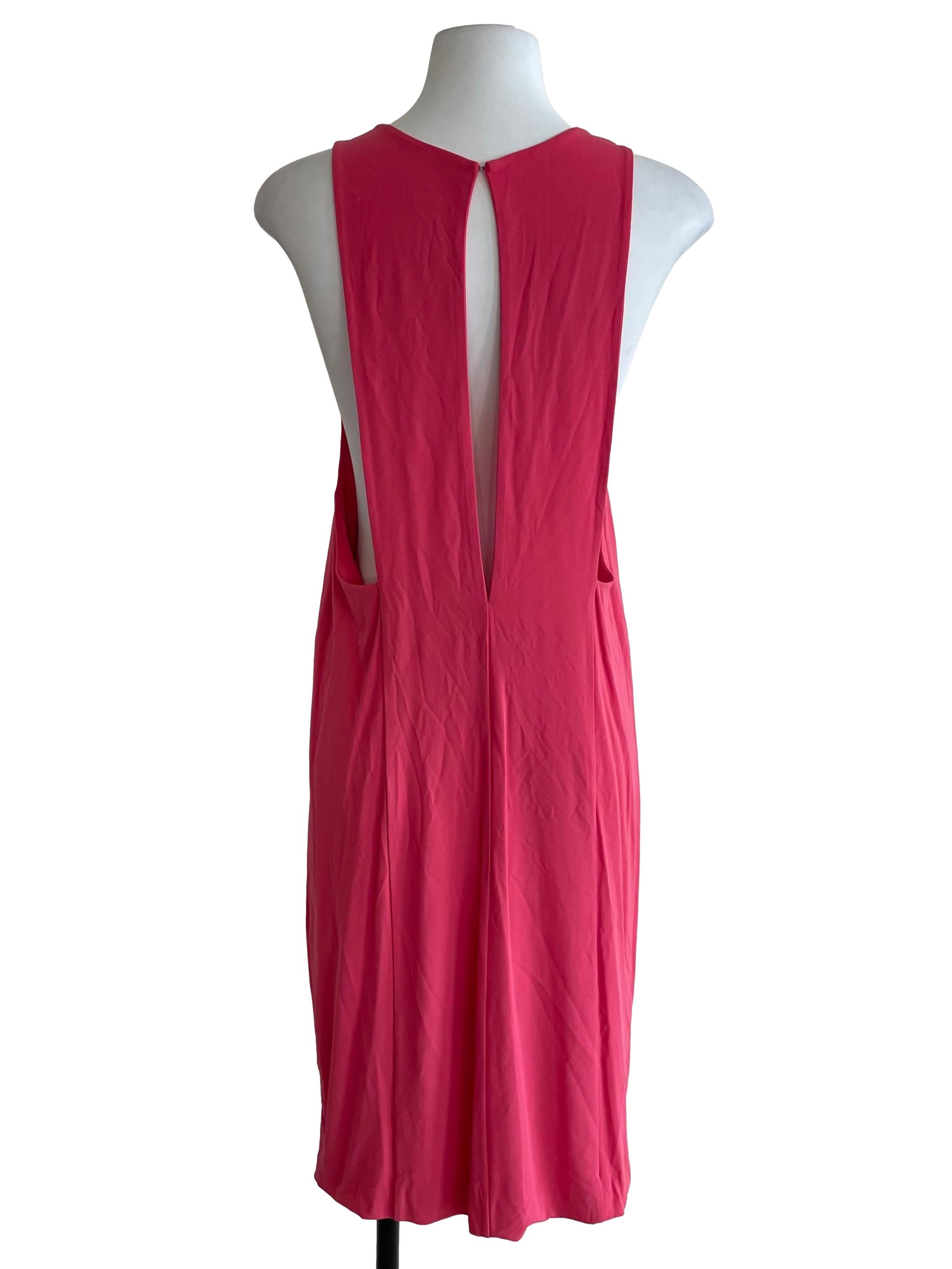 Hot Pink Scoop Neck Straight Dress