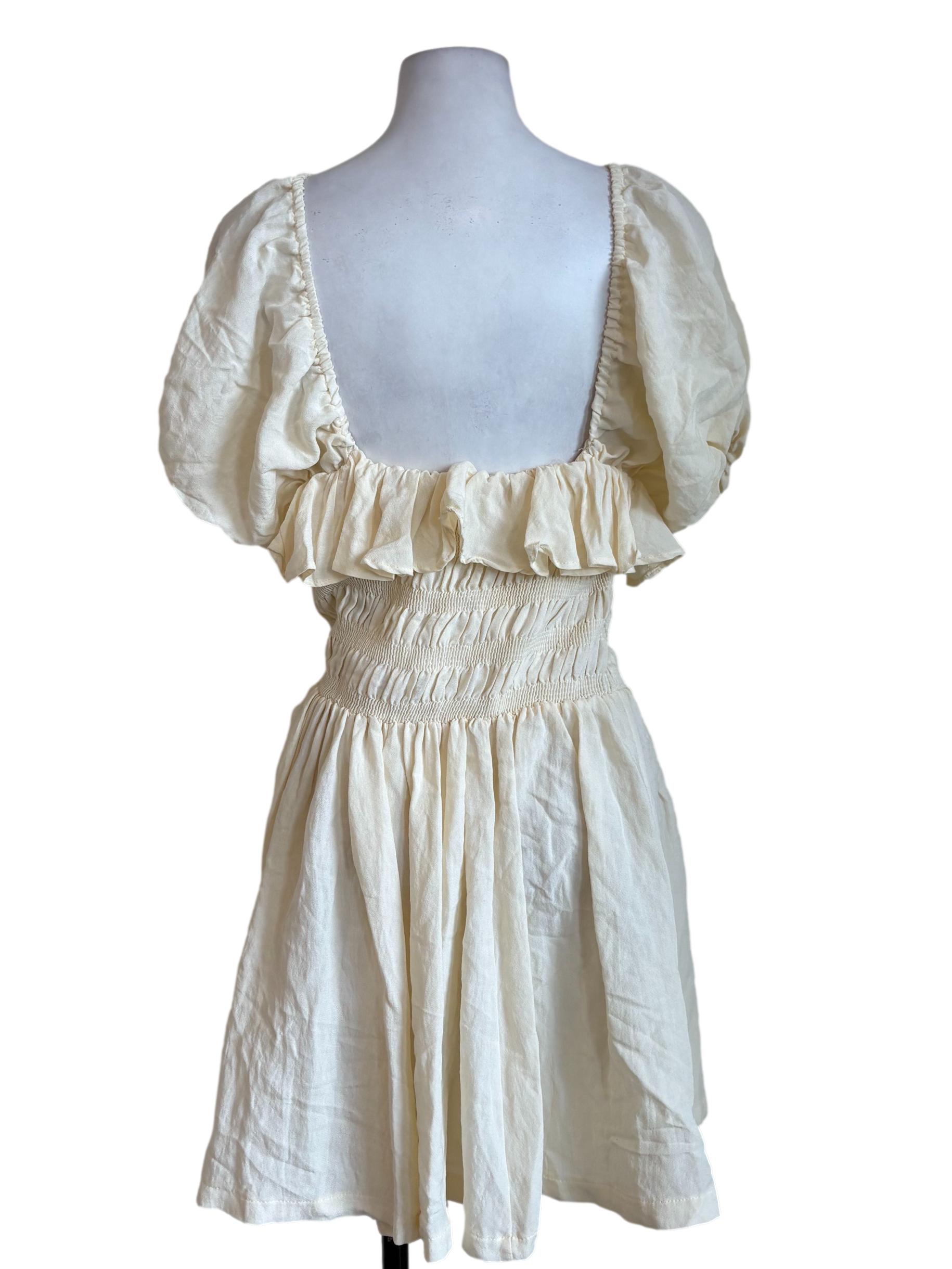 Cream Smock Ruffle Dress