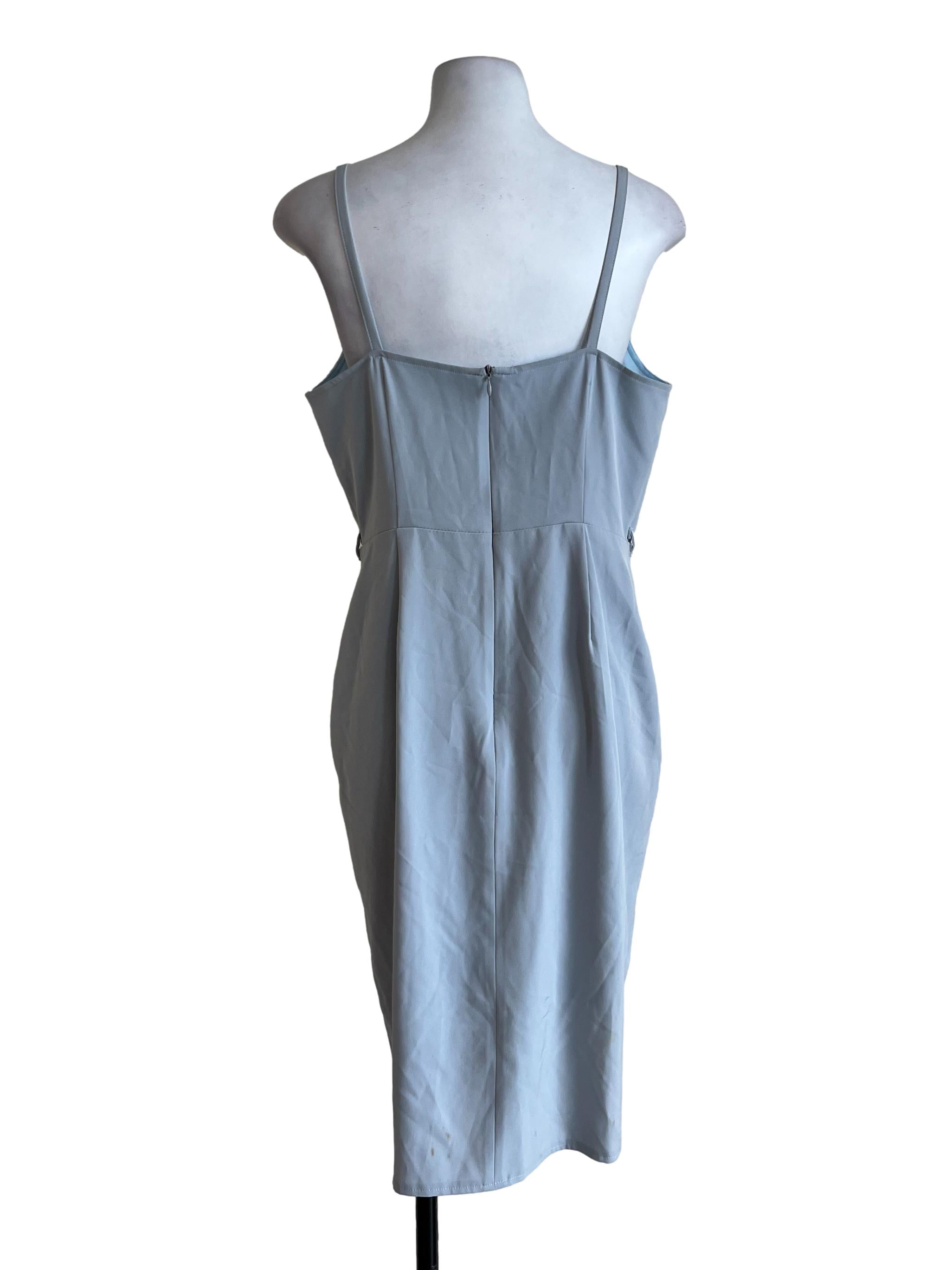 Blue Basic V Neck Dress