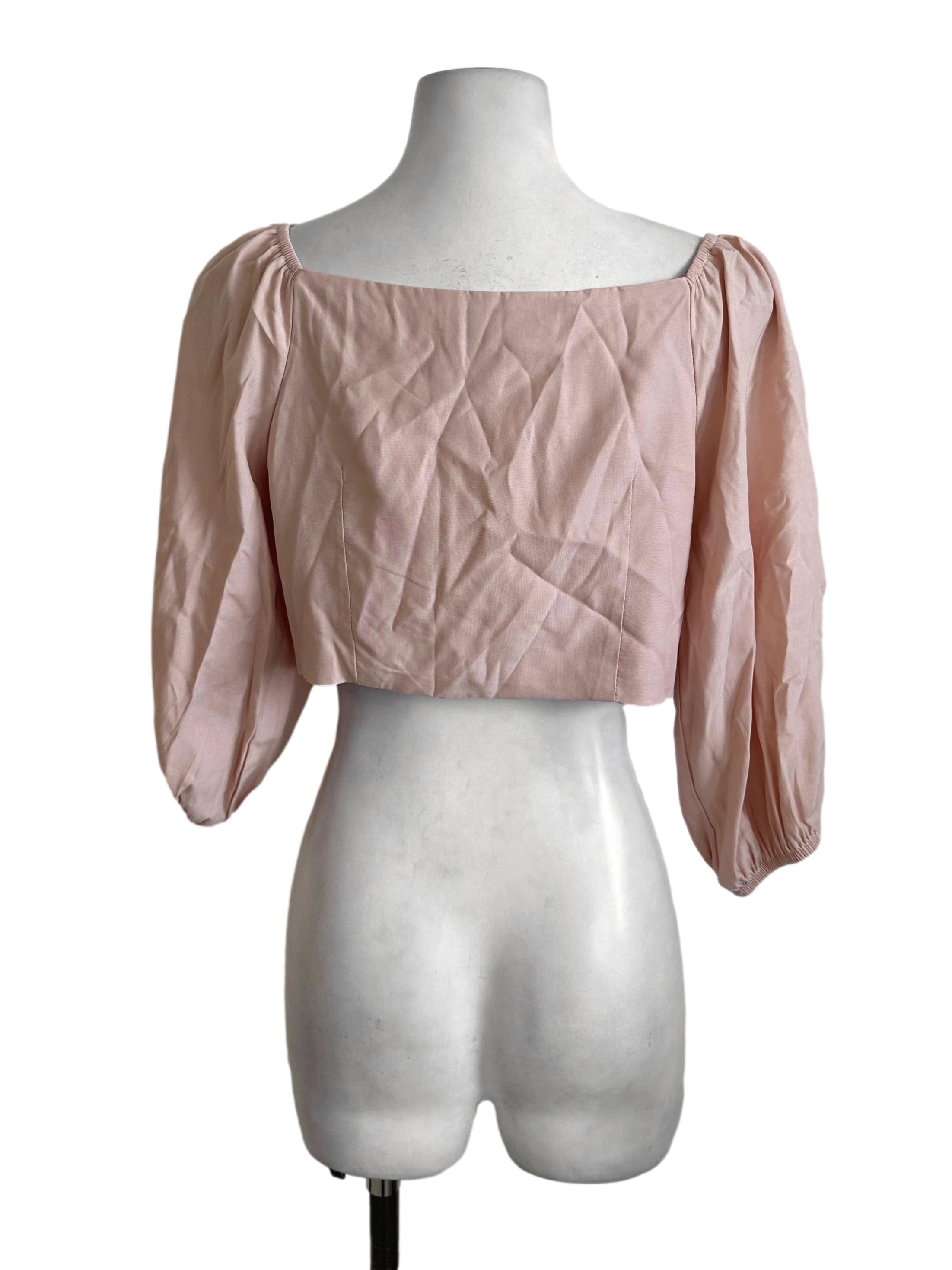 Peach Pink Button Long Sleeve Top TEM