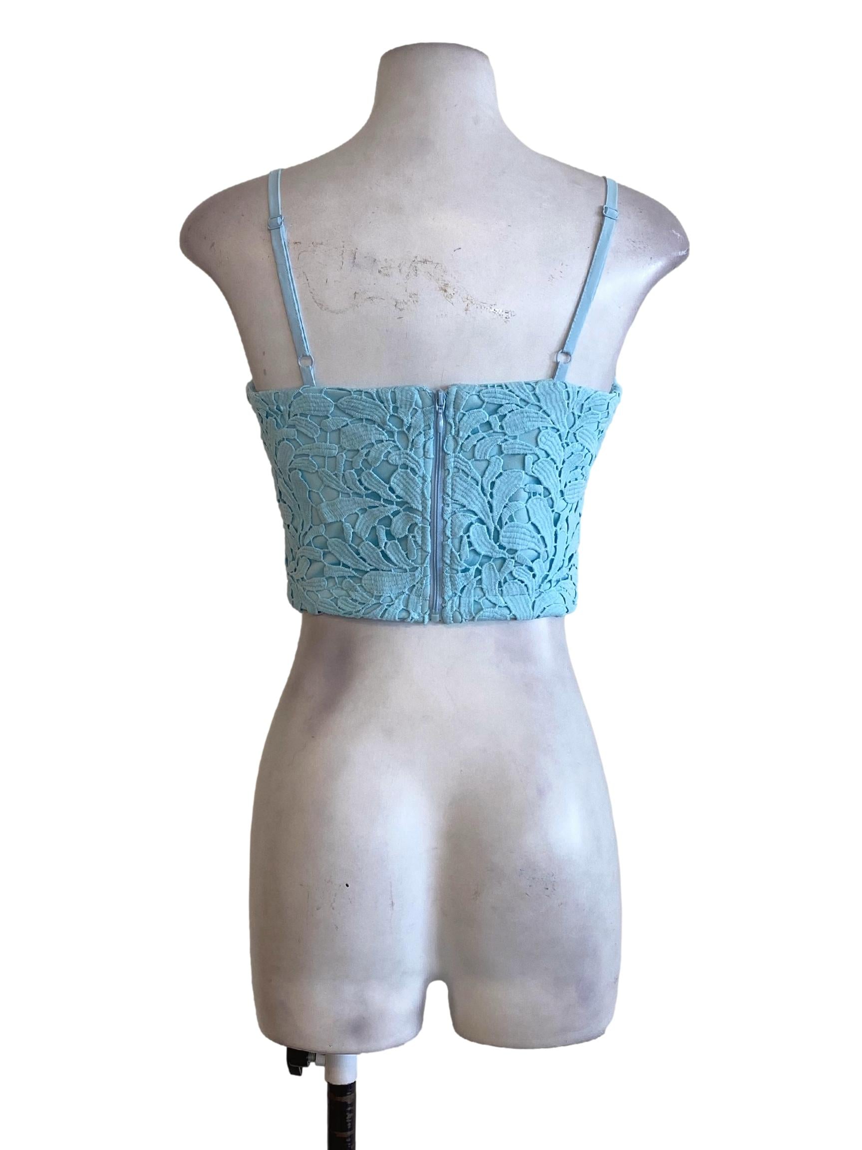 Blue Laced Crop Top