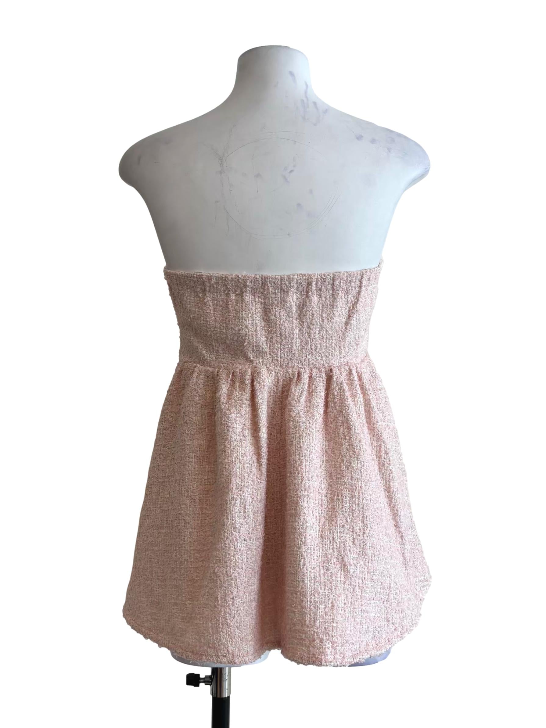 Baby Pink Textured Tweed Peplum Top