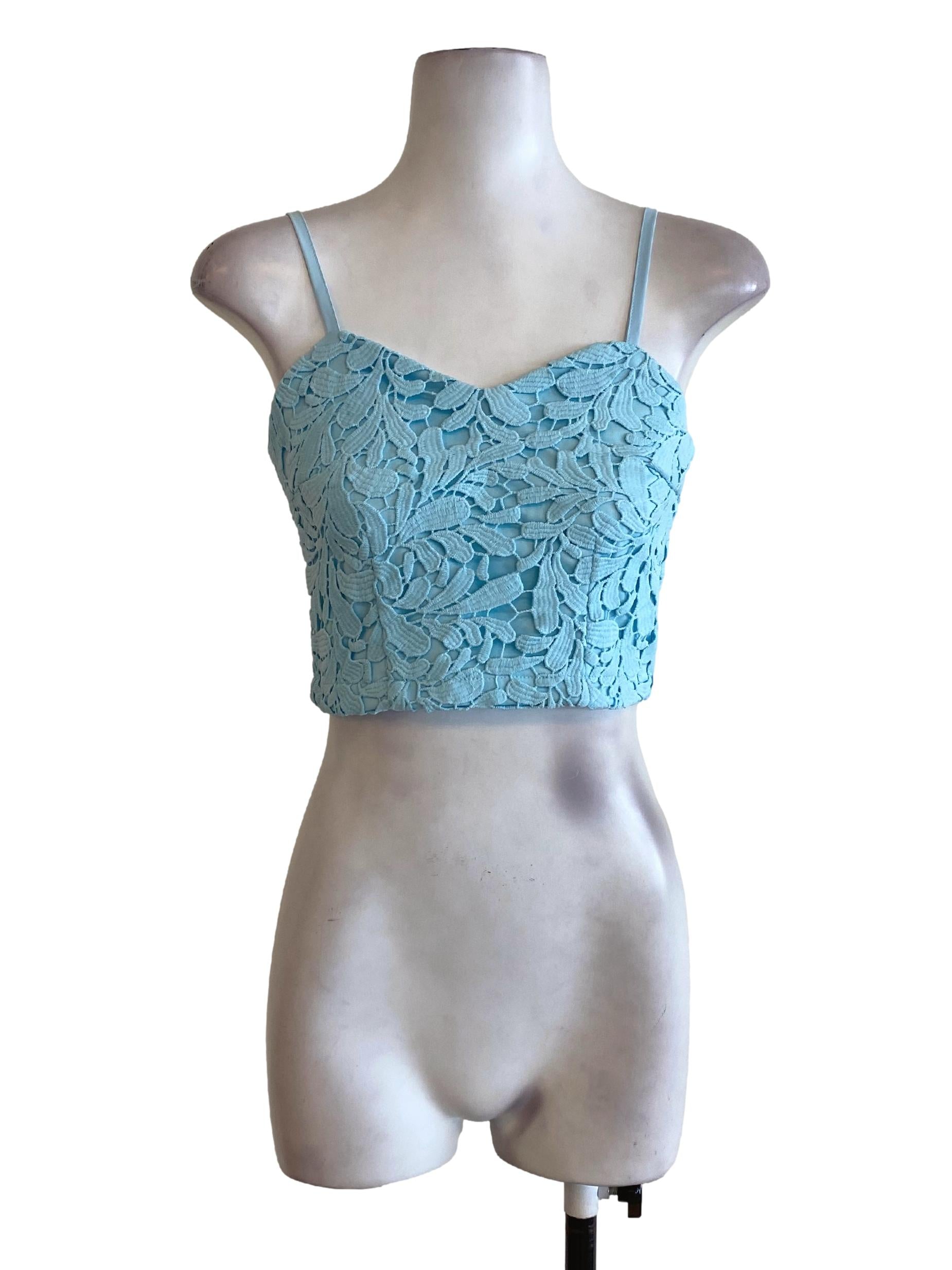 Blue Laced Crop Top