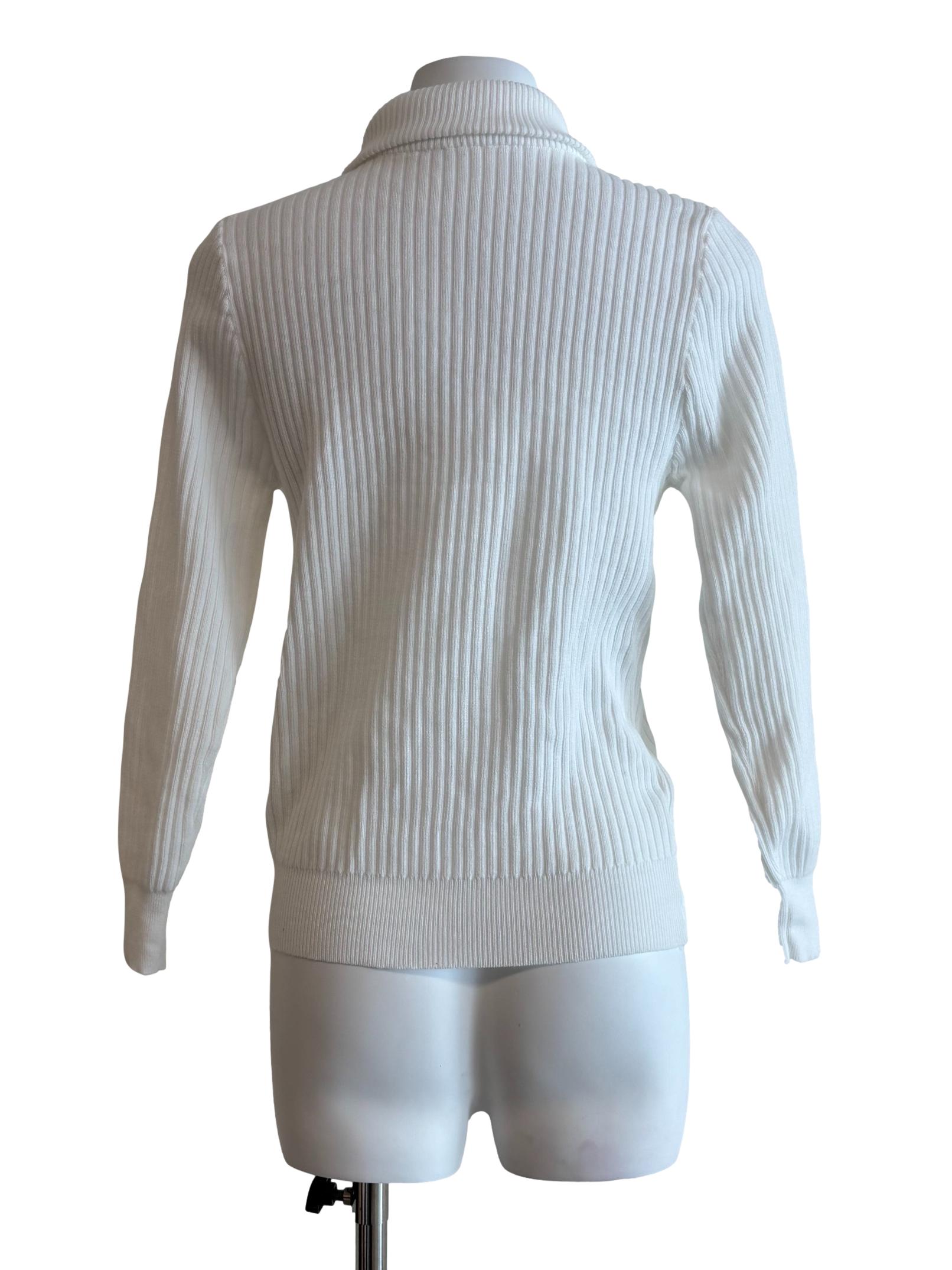 Pearl White Ribbed Turtleneck Sweater