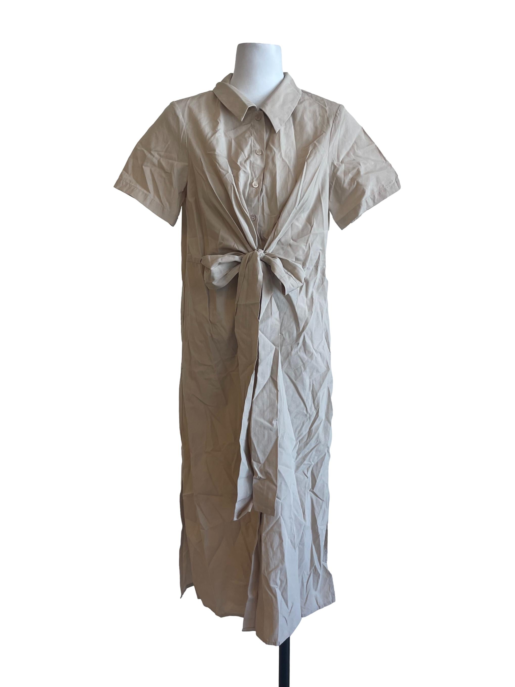Beige Buttoned Dress