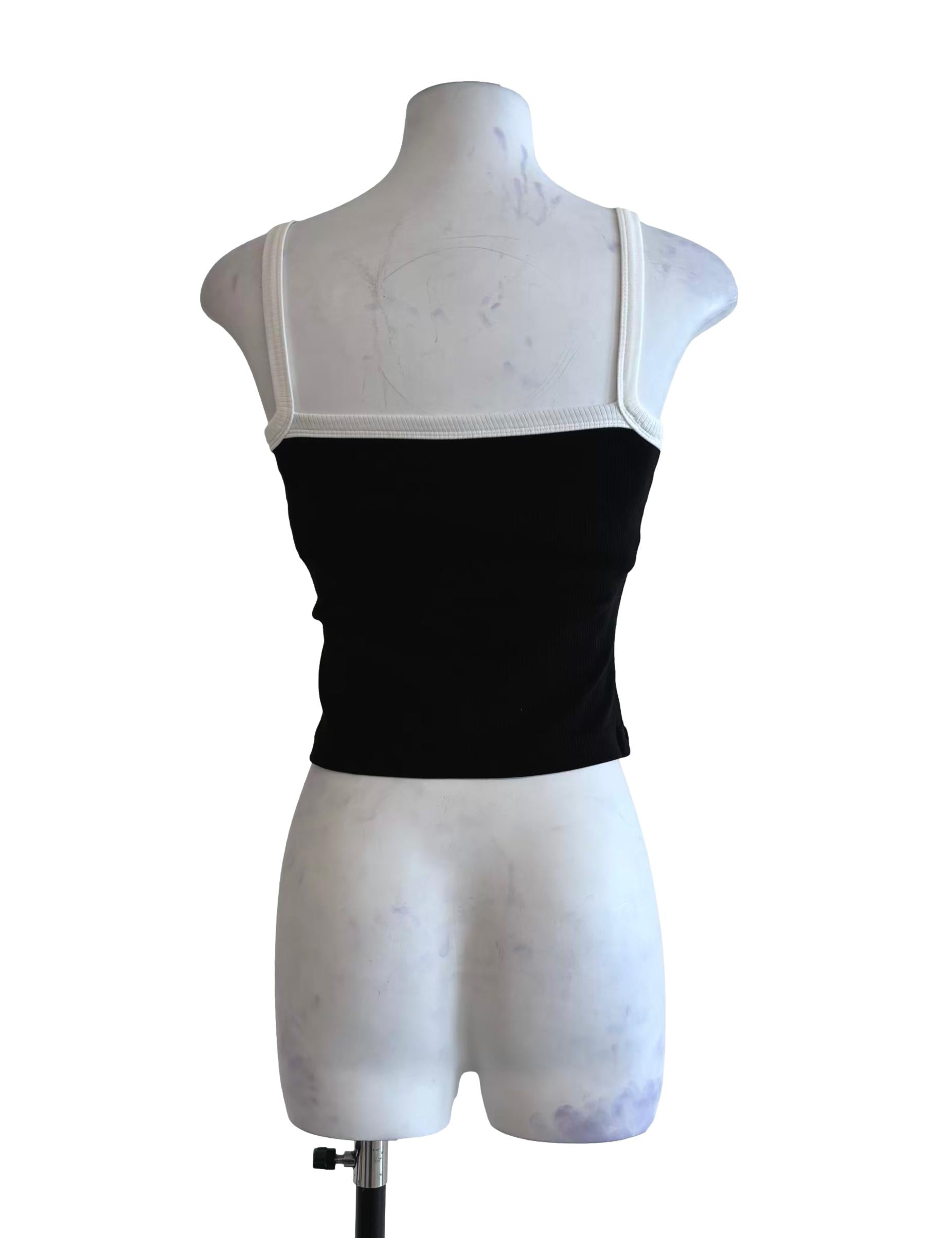 Rich Black White Strap Camisole