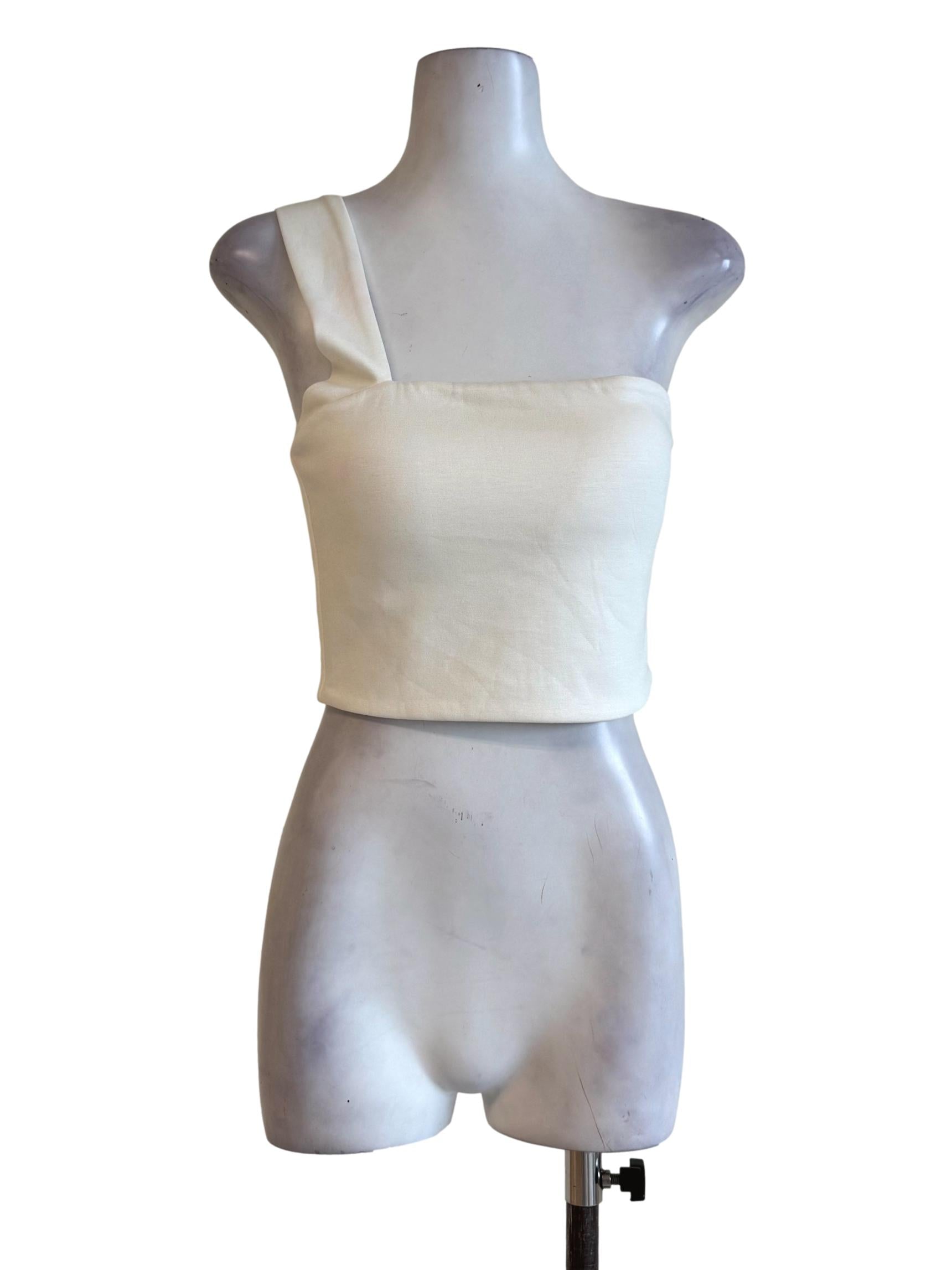 Powder White One Shoulder Top