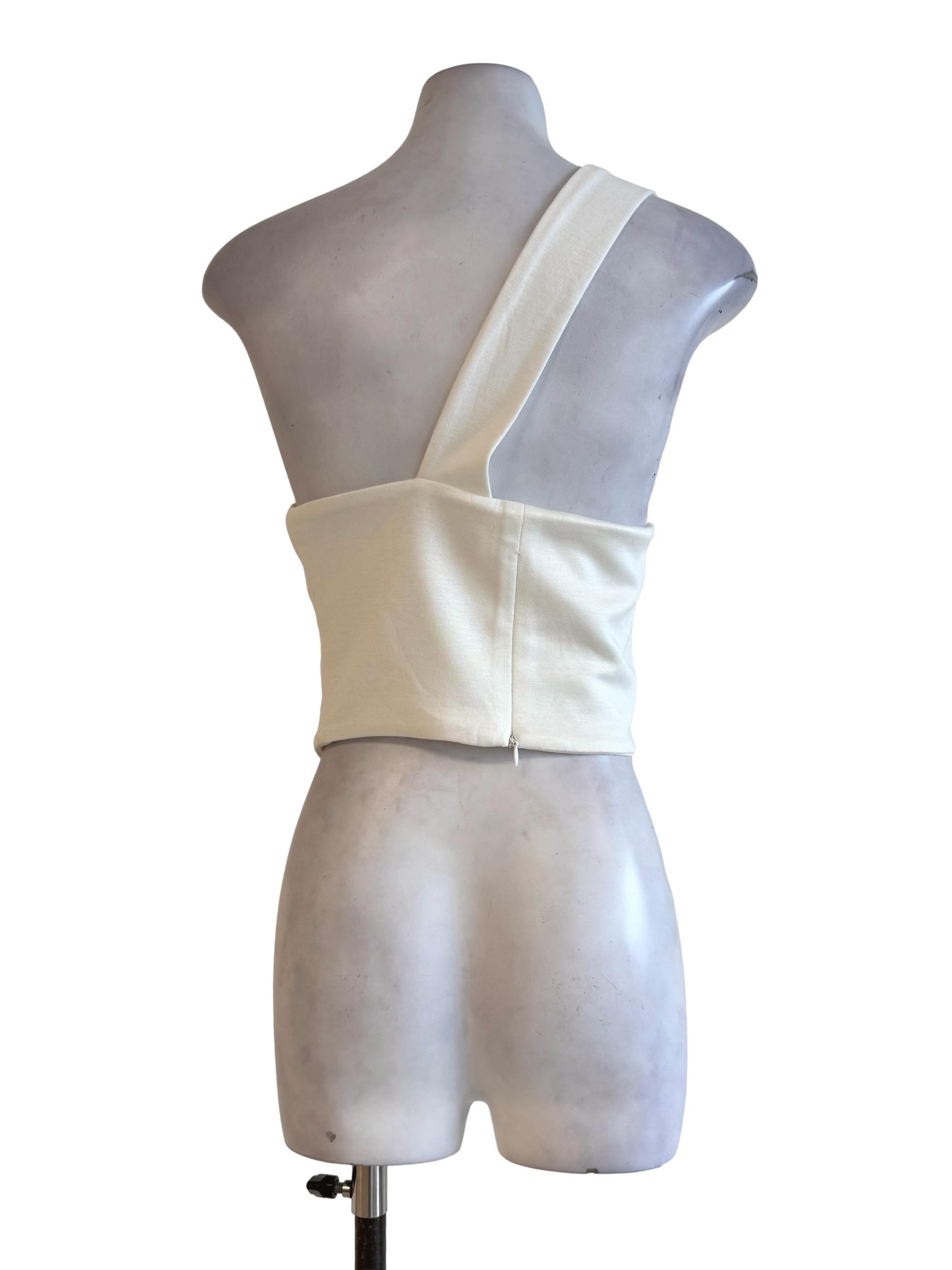 Powder White One Shoulder Top