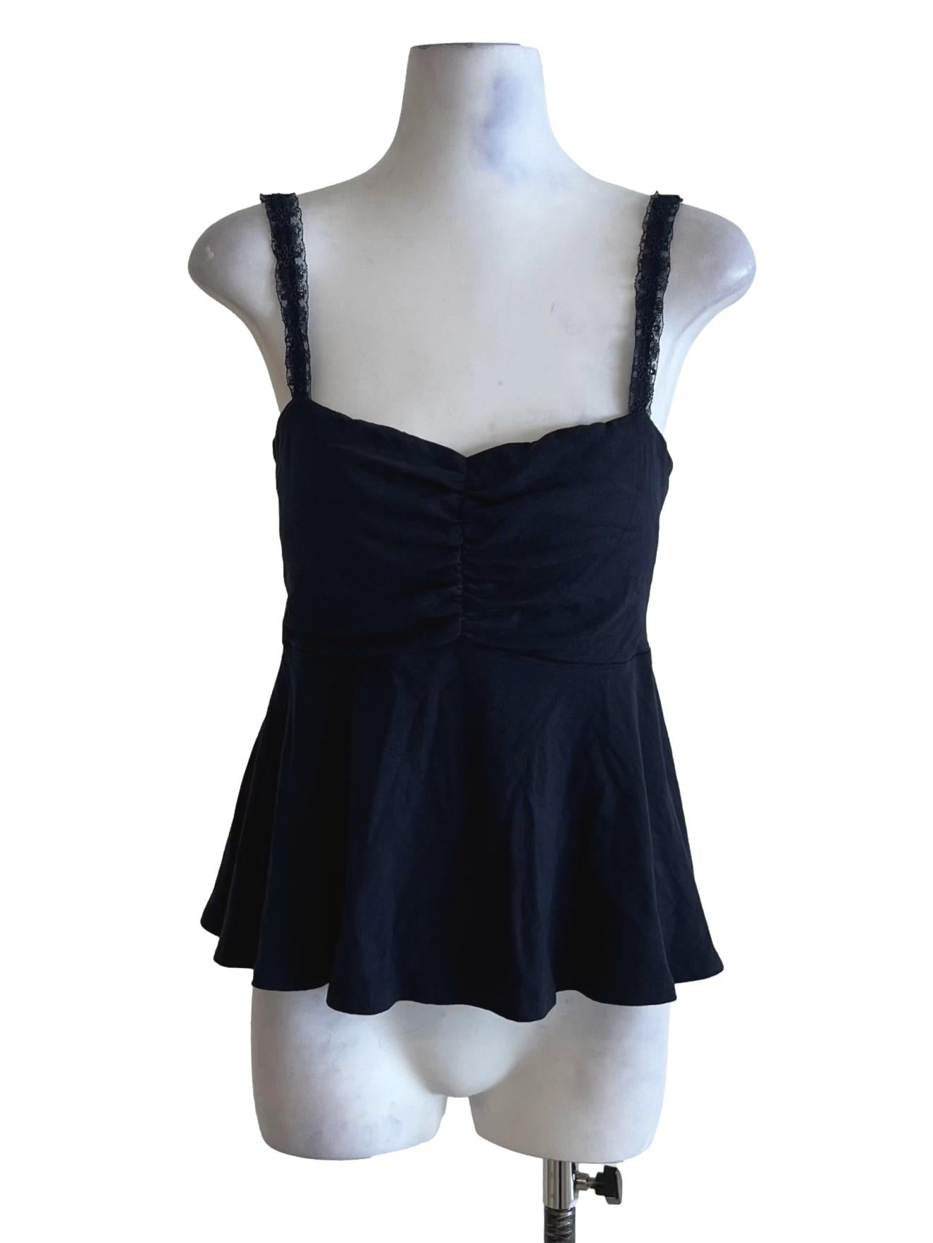 Navy Blue Sweetheart Neckline Sleeveless Top