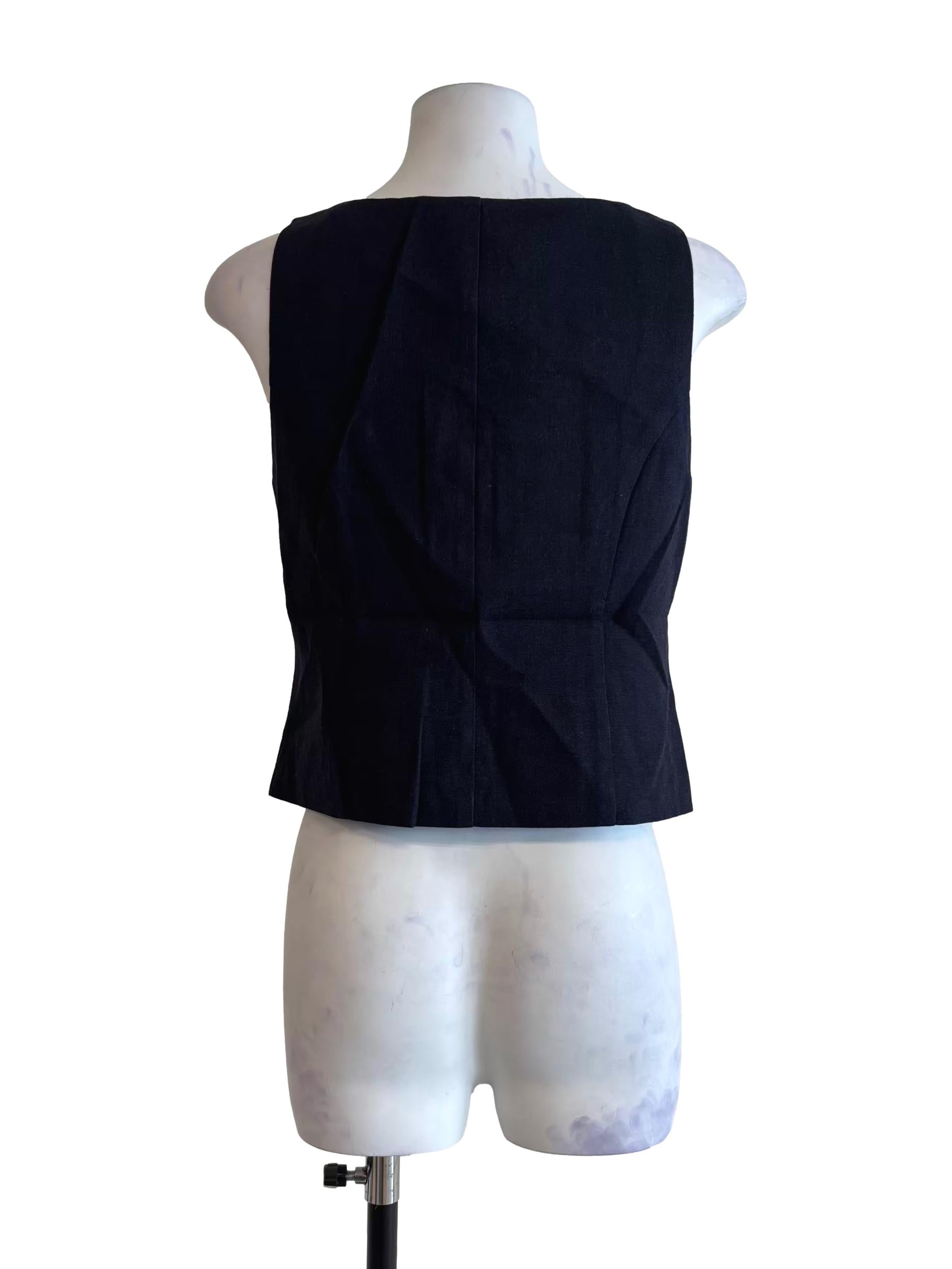 Midnight Blue Square Neck Linen Top