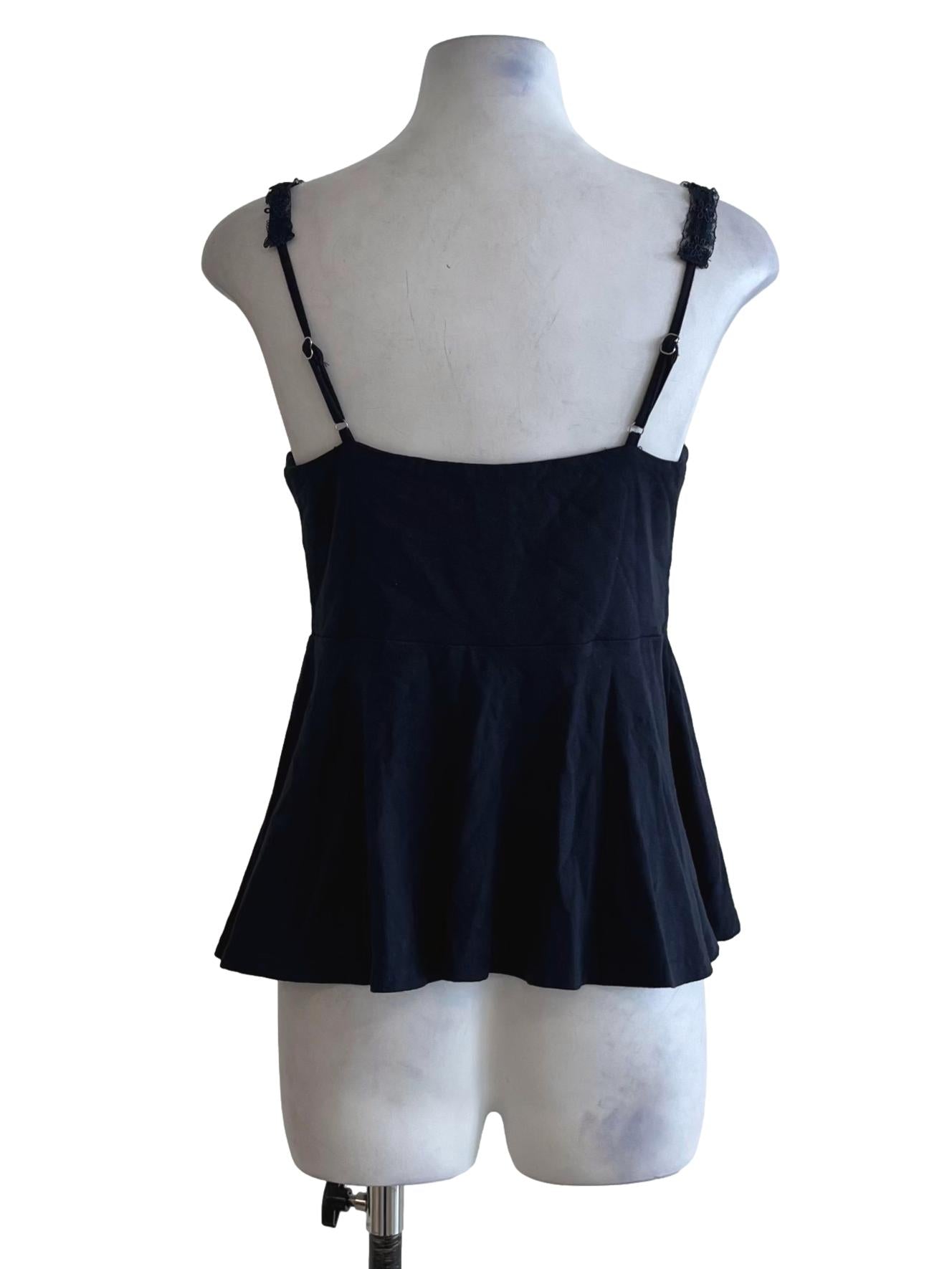 Navy Blue Sweetheart Neckline Sleeveless Top