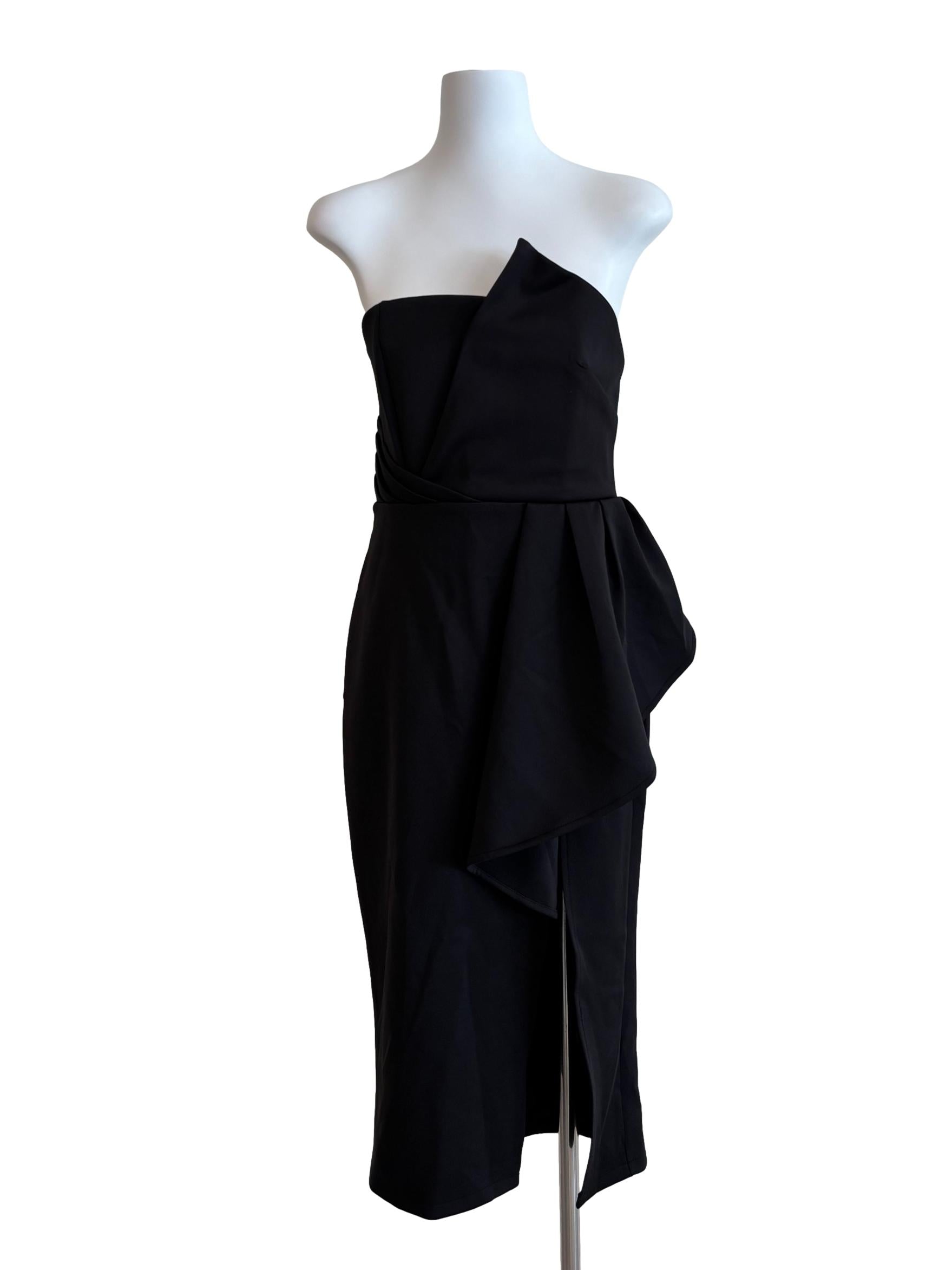 Soft Black Strapless Pencil Dress