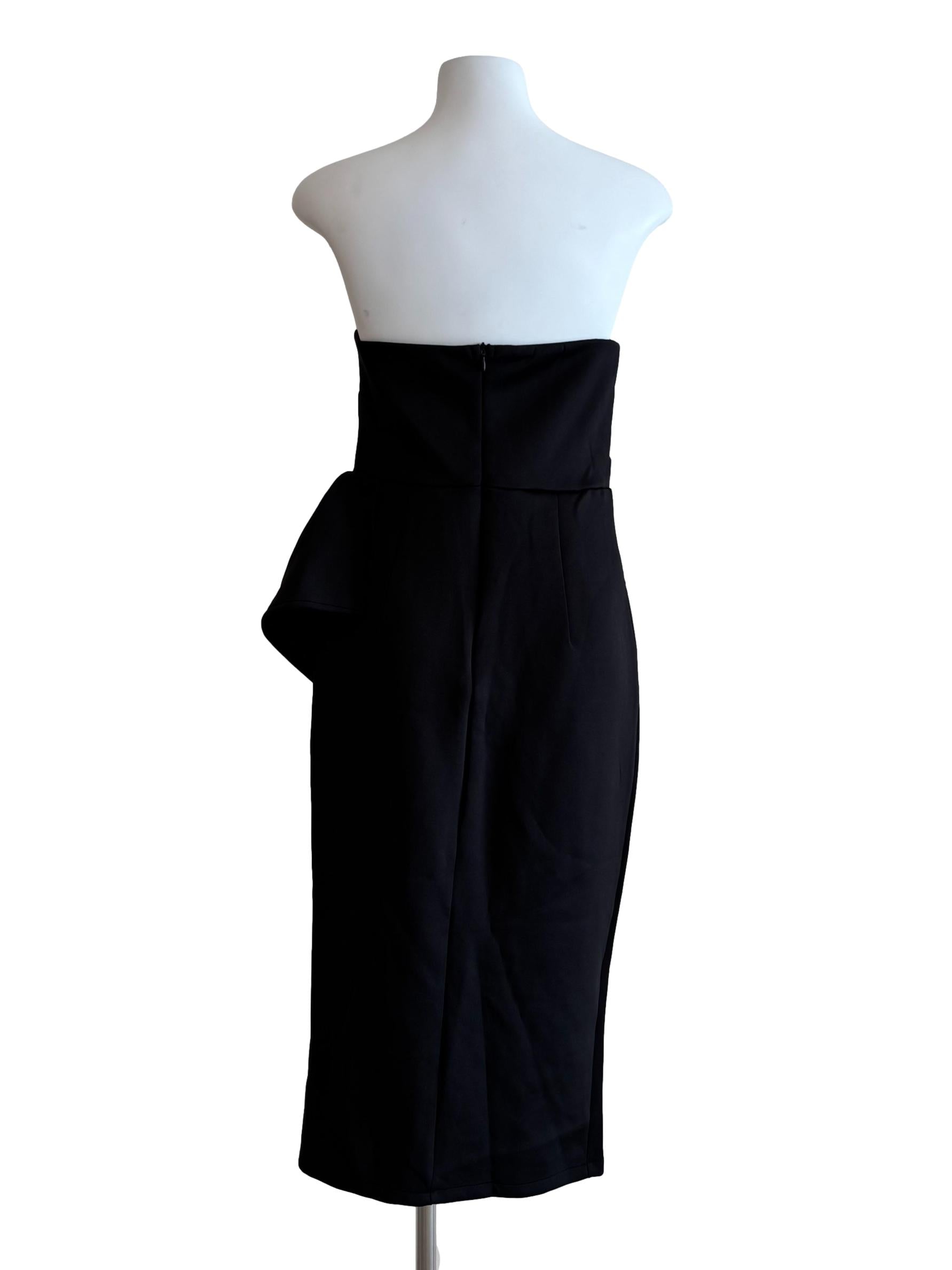 Soft Black Strapless Pencil Dress