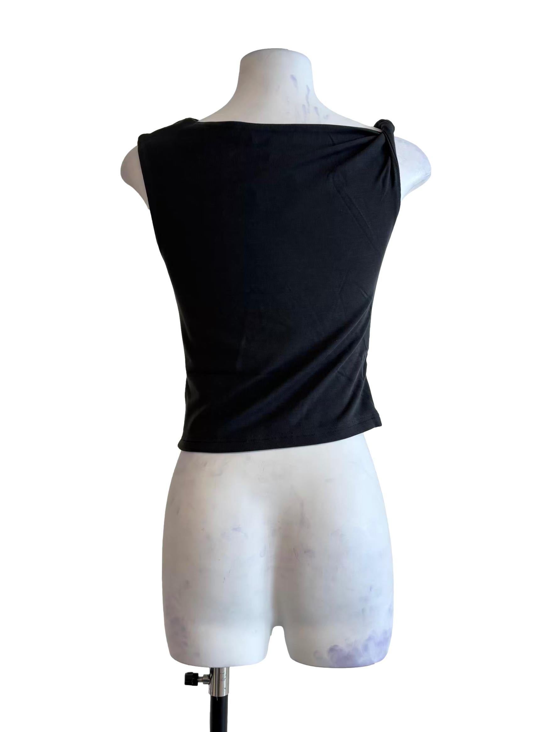 Charcoal Grey Fitted Cowl Top