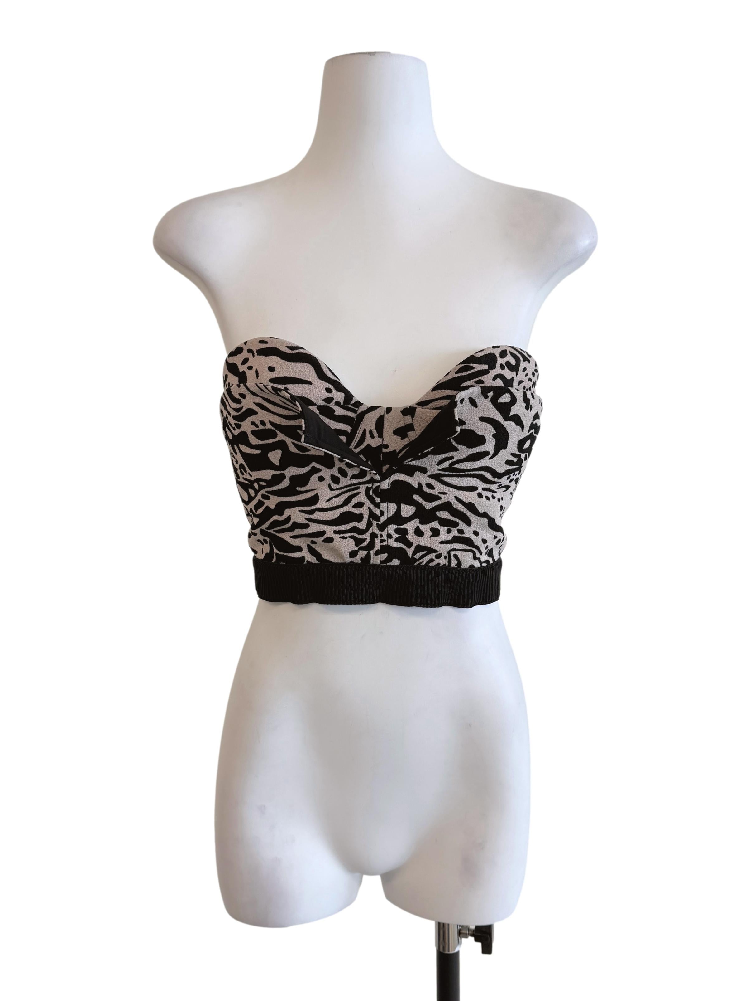 Black Printed Padded Crop Top