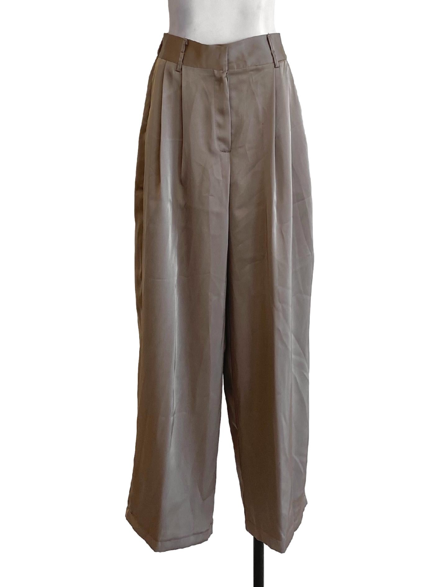 Dark Oat Brown Cuffed Hem Loose Pants