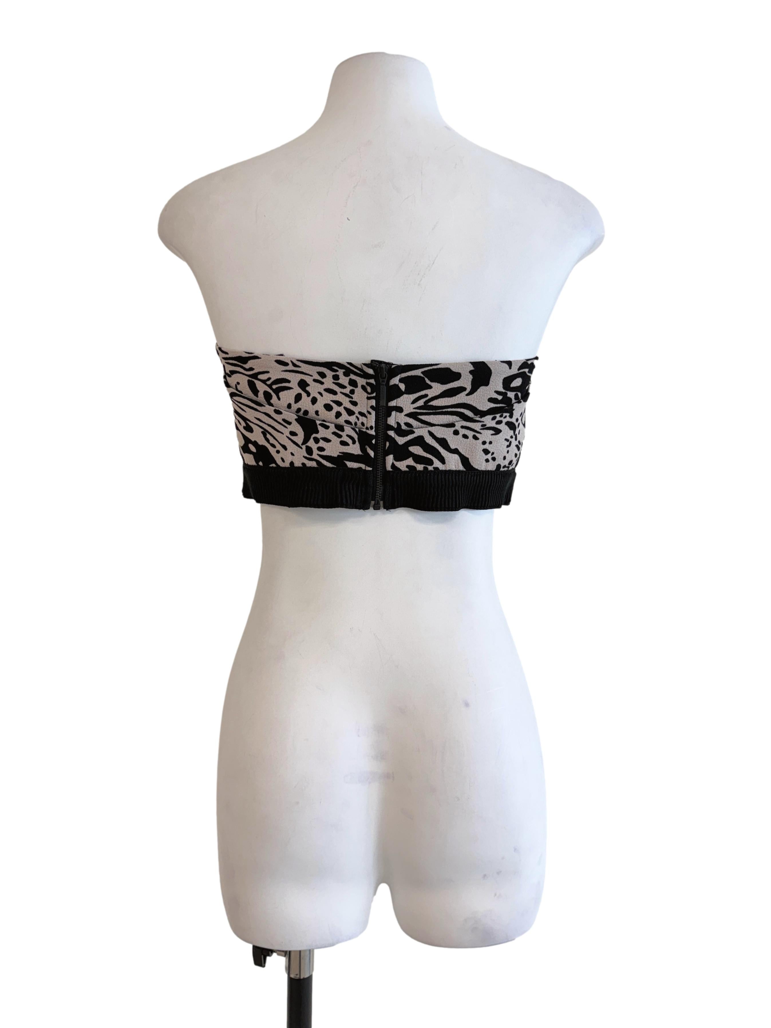 Black Printed Padded Crop Top