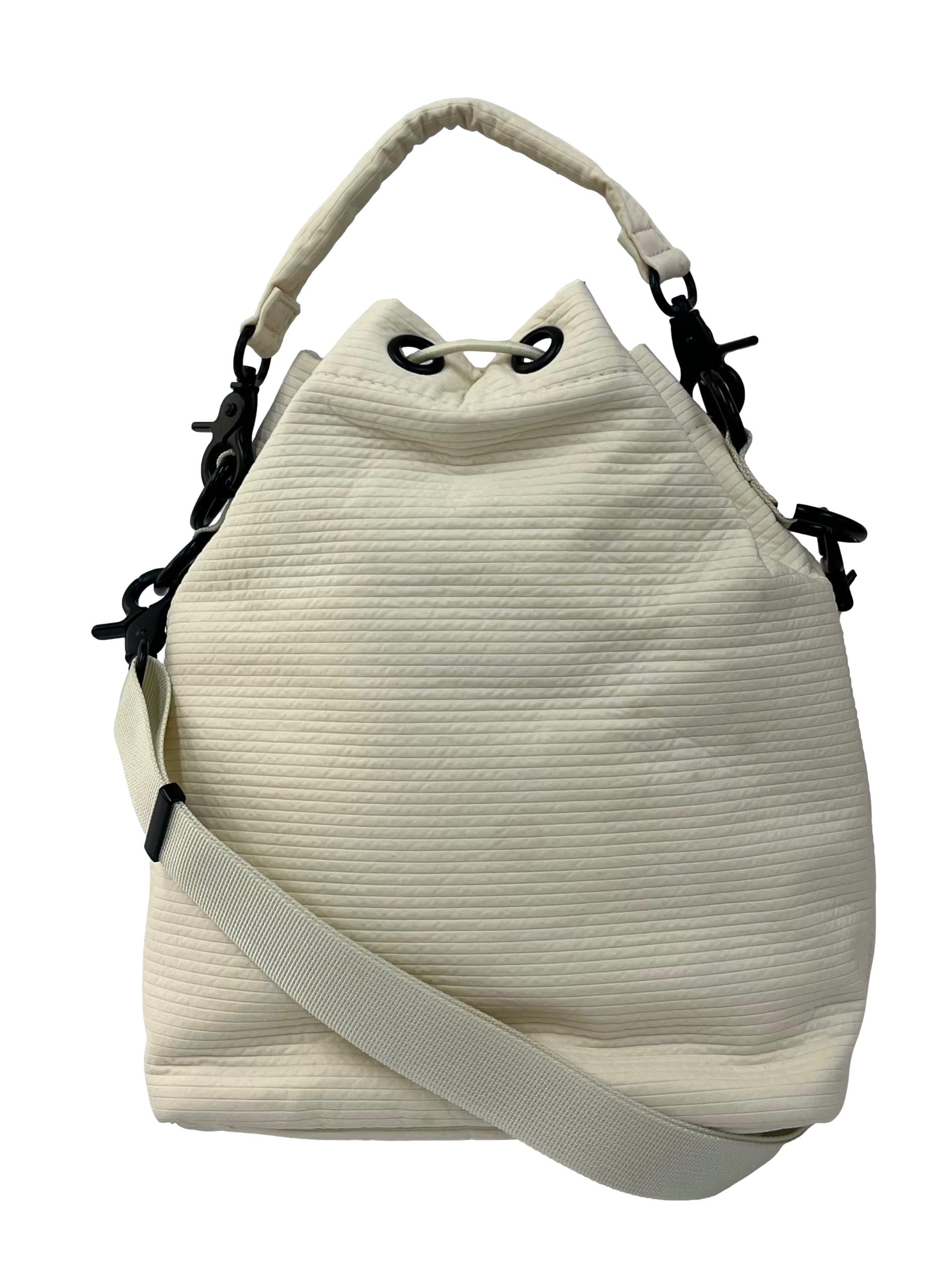 Cream Quilted Bucket Bag With Interchangeable Straps