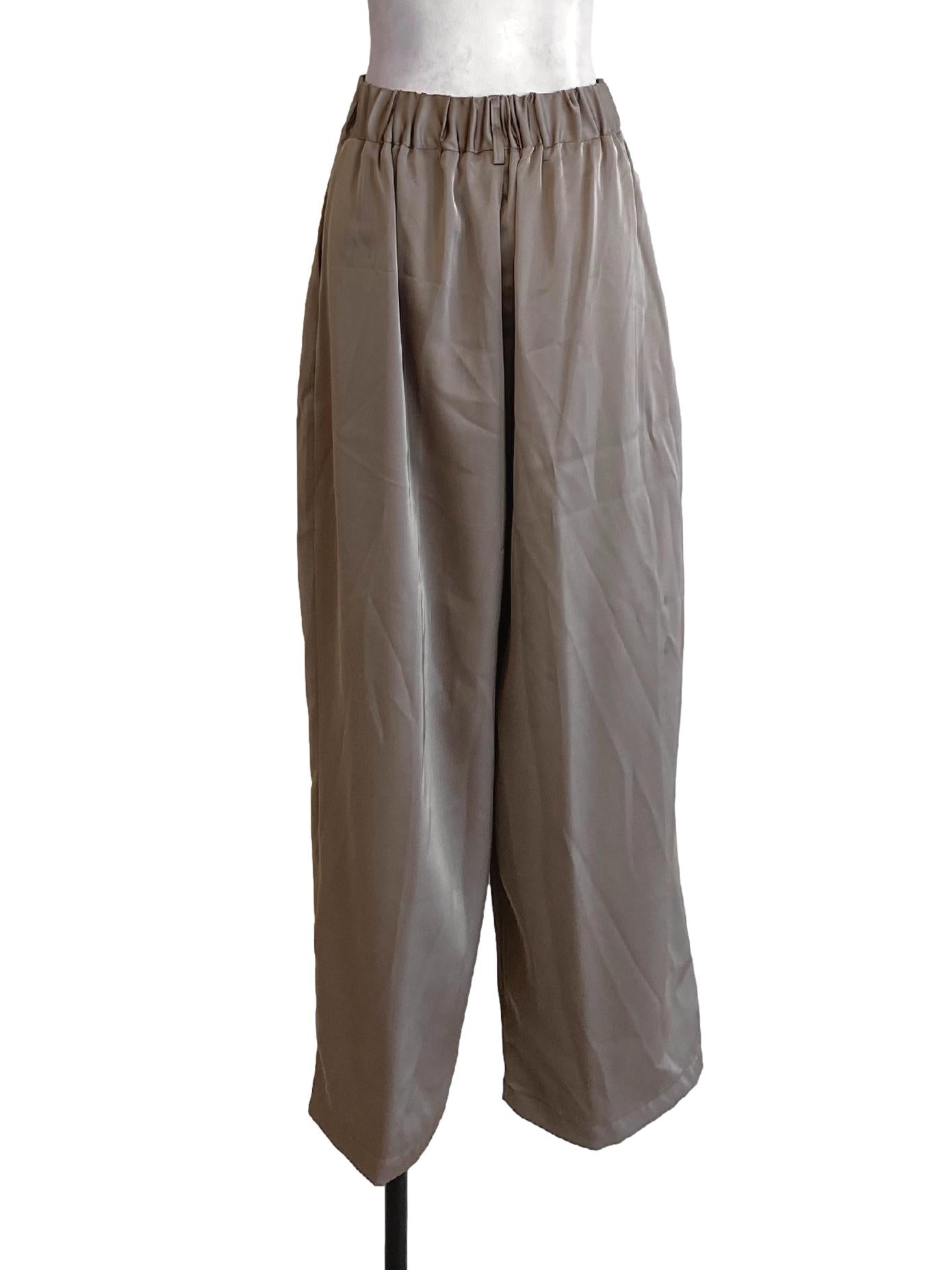 Dark Oat Brown Cuffed Hem Loose Pants