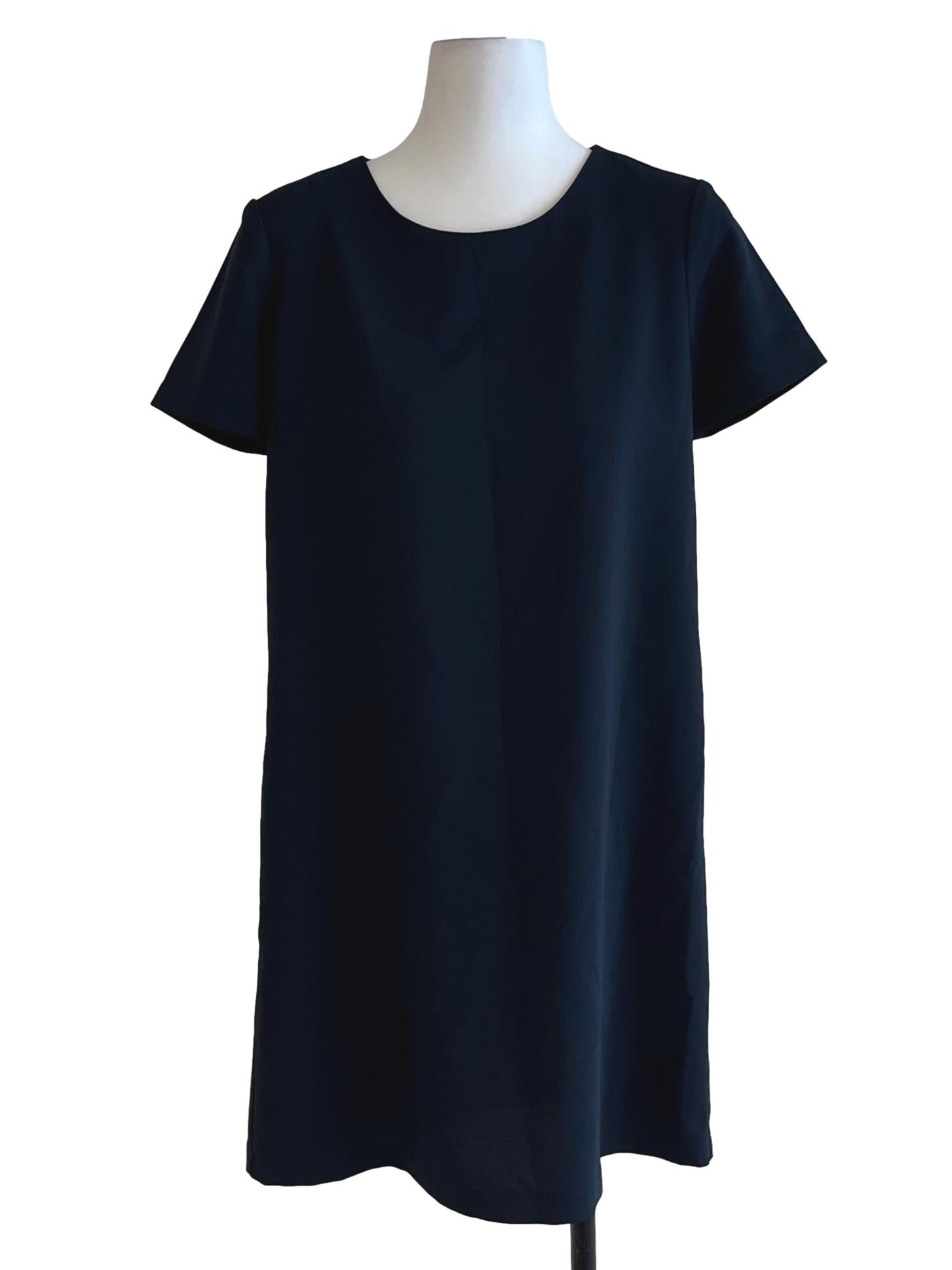 Peacock Blue Jewel Neckline Shift Dress