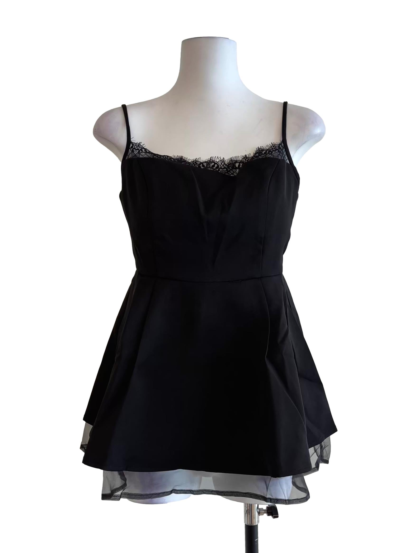 Jade Black Cami Peplum Top